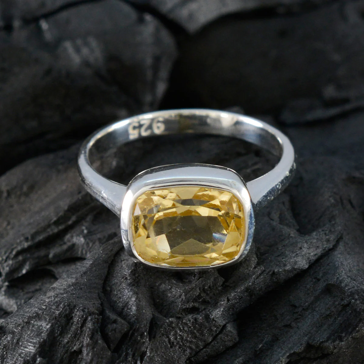 Citrine Solitaire Indian Sterling Silver Yellow Gemstone Slim Feminine Ring Jewelry - Image 4