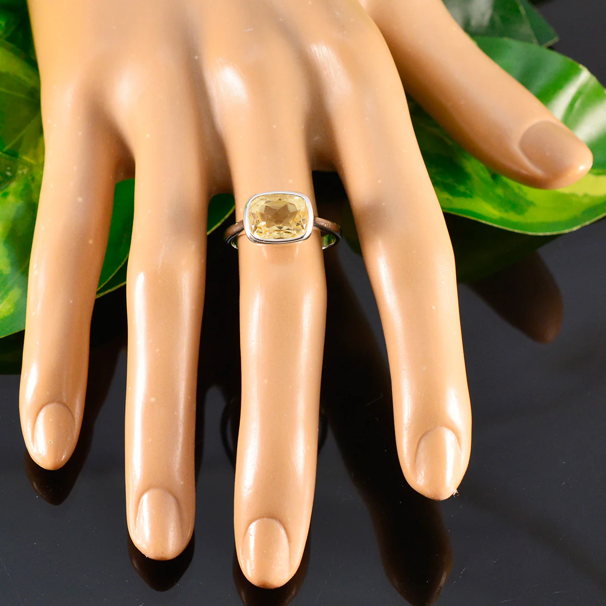 Citrine Solitaire Indian Sterling Silver Yellow Gemstone Slim Feminine Ring Jewelry - Image 5