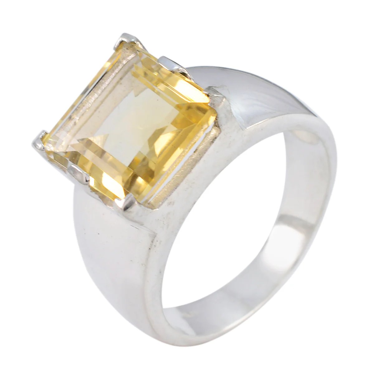 Citrine Solitaire Italian 92.5 Silver Yellow Gems Statement Traditional Ring Jewellery - Image 2