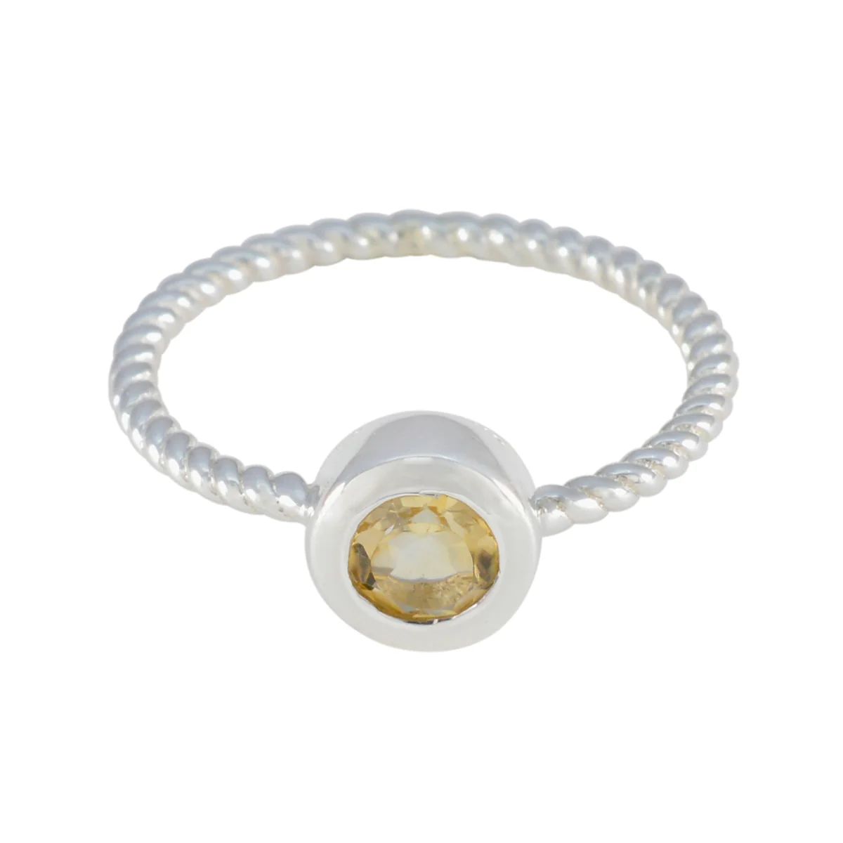 Citrine Solitaire Japanese 925 Silver Yellow Gemstone Delicate Romantic Ring Jewelry