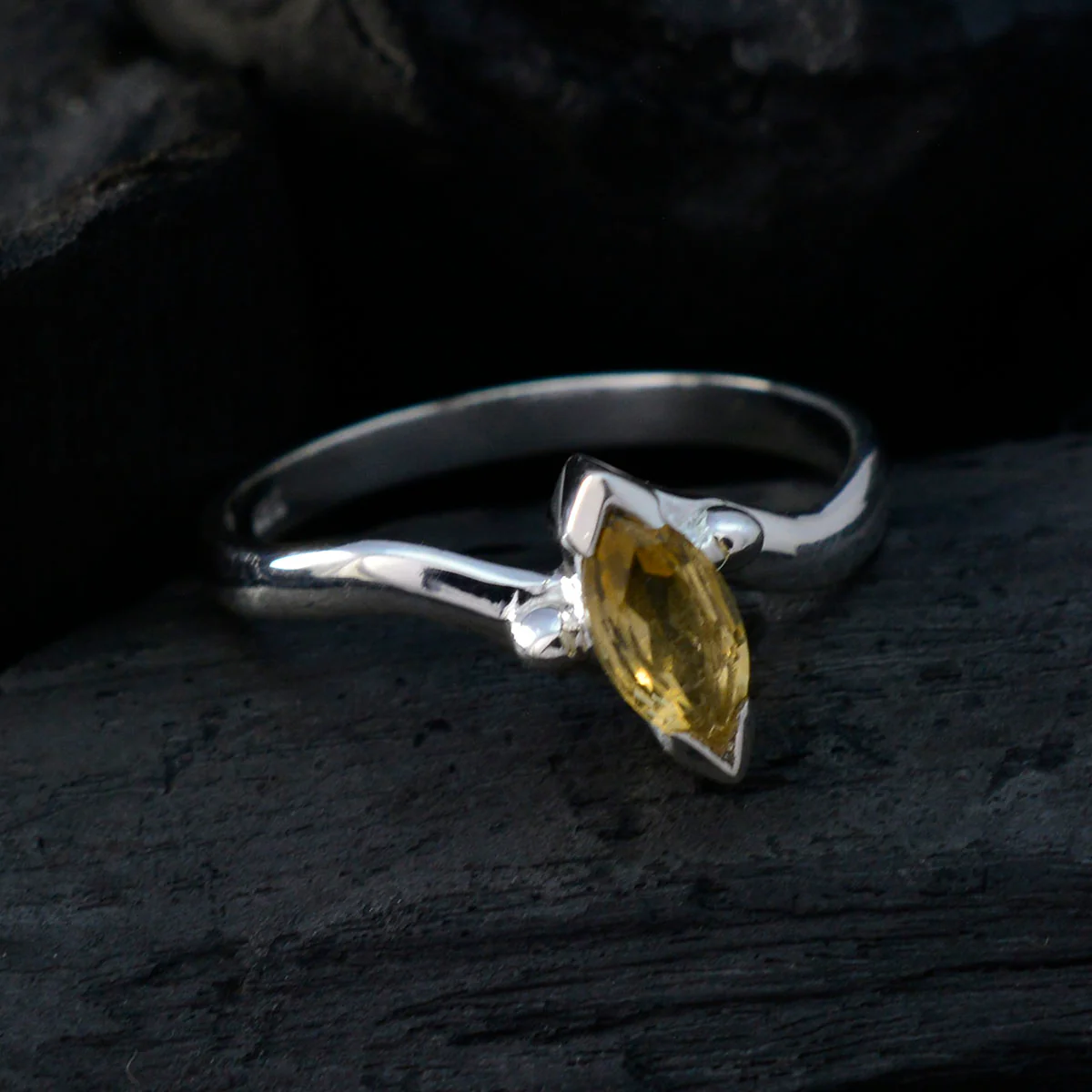 Citrine Solitaire Japanese 925 Sterling Silver Yellow Gems Delicate Modern Ring Jewellery - Image 4
