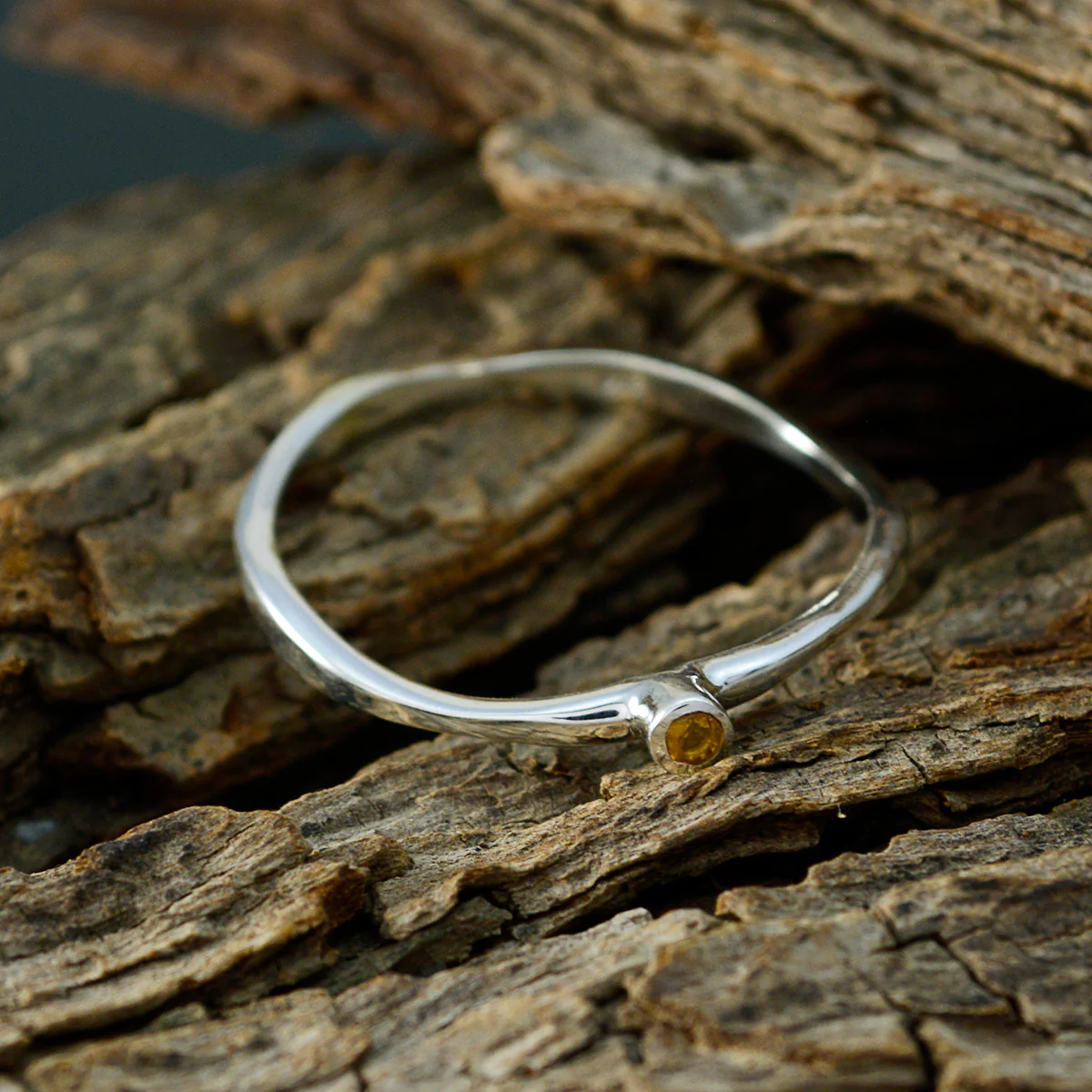 Citrine Solitaire Japanese 925 Sterling Silver Yellow Gemstone Delicate Modern Ring Jewelry - Image 4