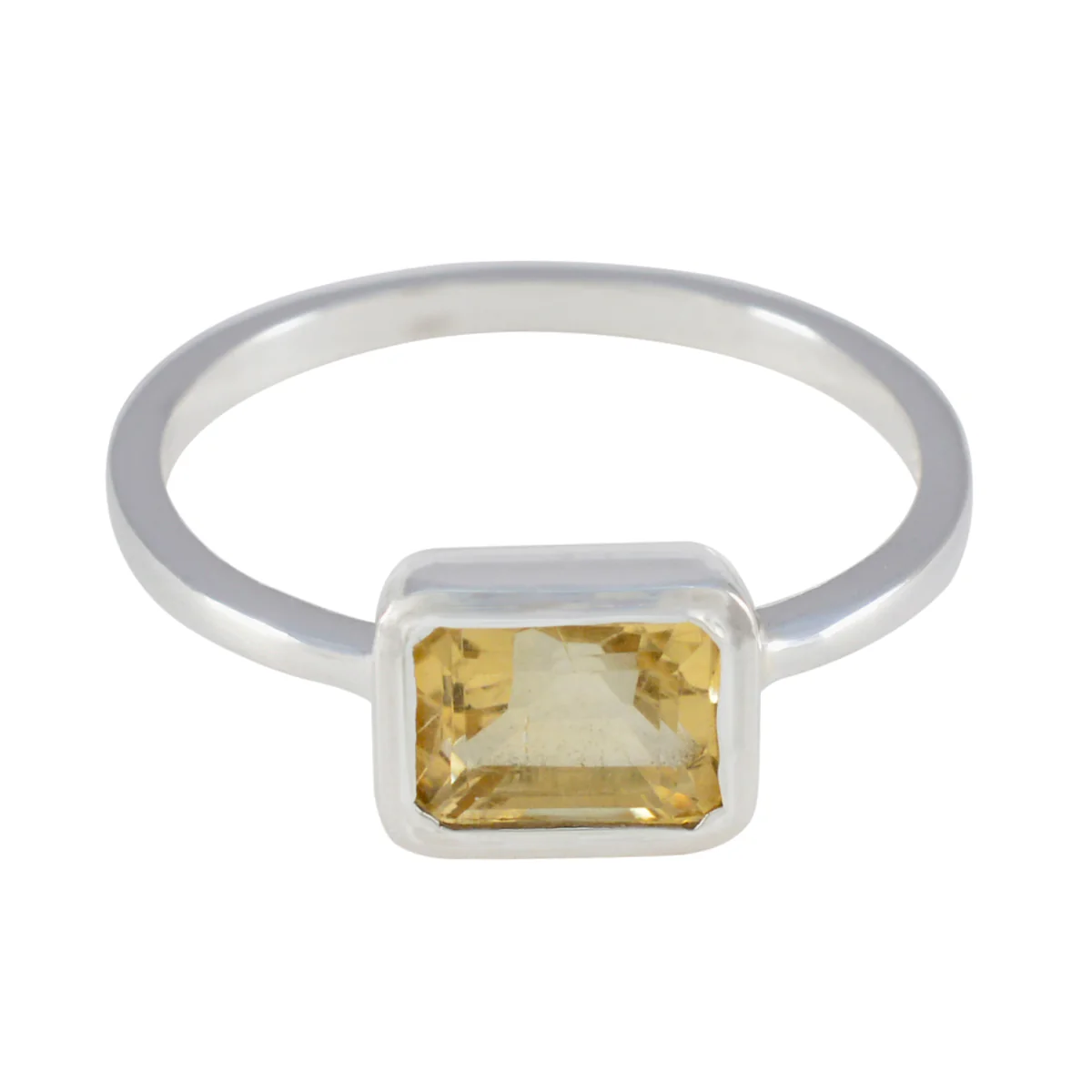 Citrine Solitaire Japanese Silver Yellow Gems Dainty Sophisticated Ring Jewellery