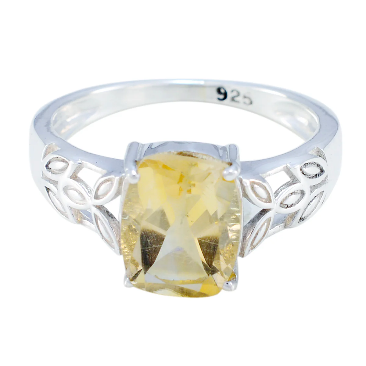 Citrine Solitaire Japanese Silver Yellow Gemstones Whisper-thin Glamorous Ring Jewelry