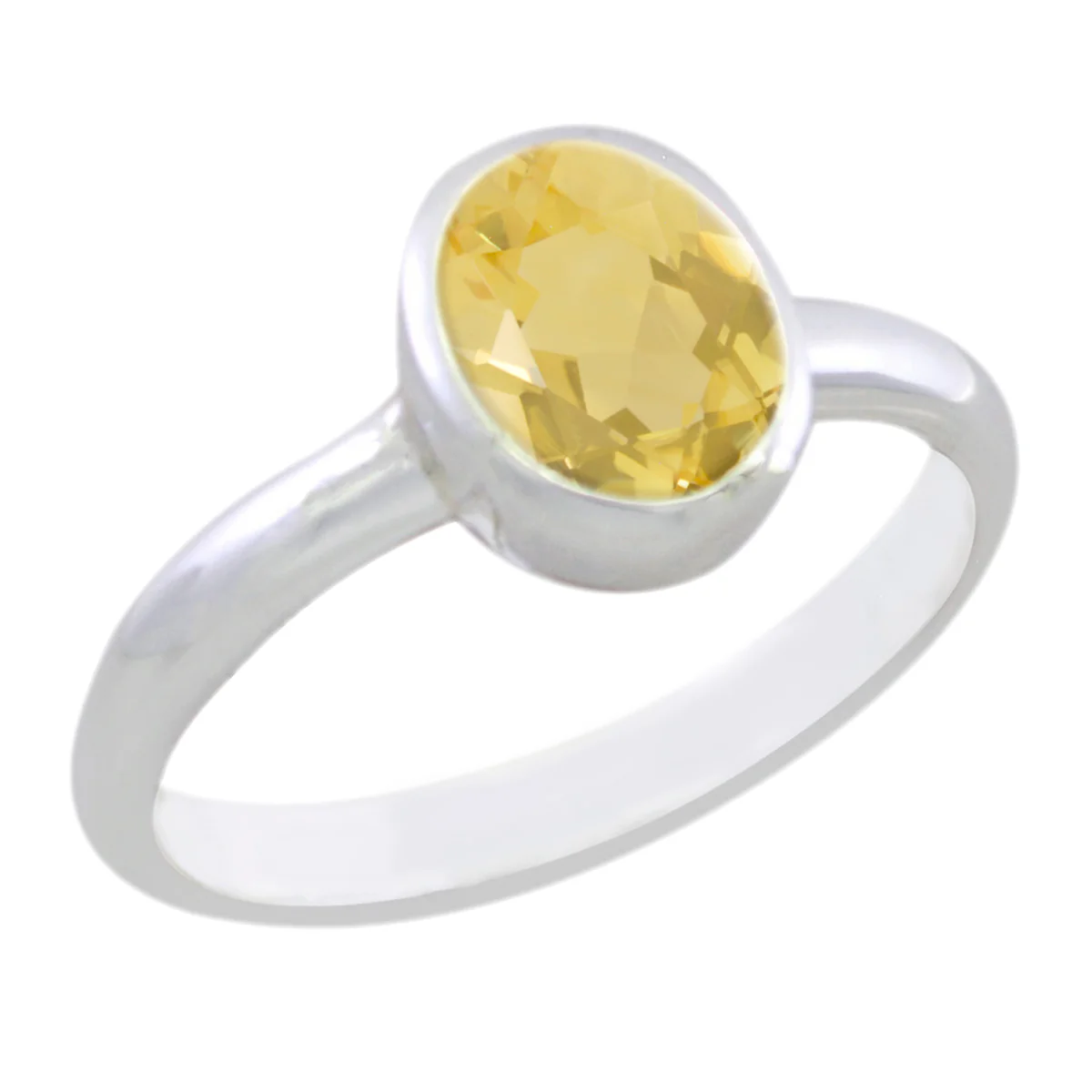 Citrine Solitaire Japanese Sterling Silver Yellow Gemstone Delicate Romantic Ring Jewelry