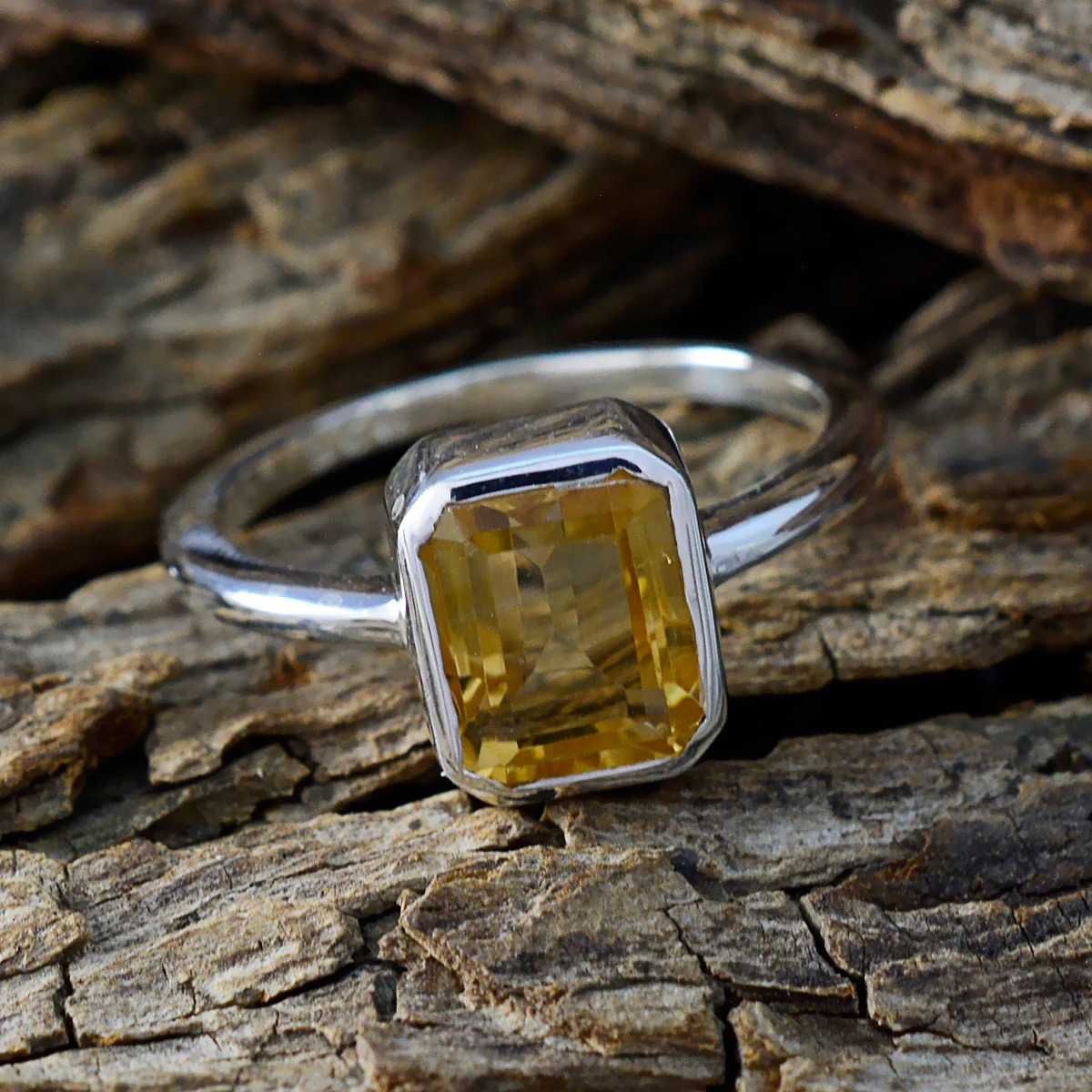 Citrine Solitaire Japanese Sterling Silver Yellow Gemstones Whisper-thin Contemporary Ring Jewelry - Image 3