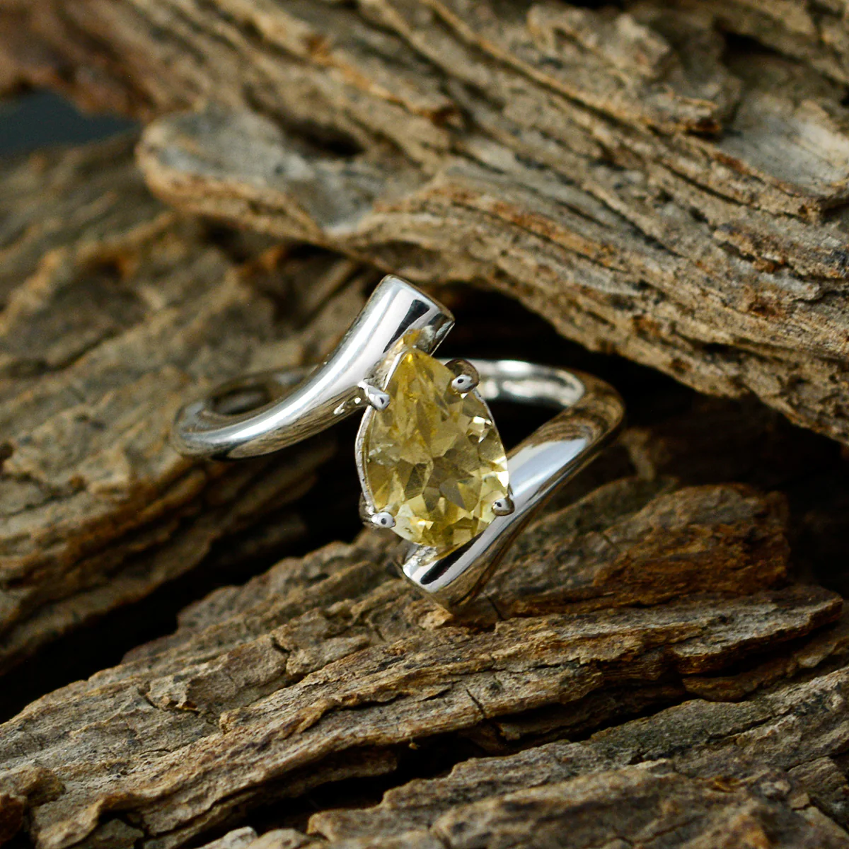 Citrine Solitaire Korean 92.5 Silver Yellow Gemstone Whisper-thin Engagement Ring Jewelry - Image 4