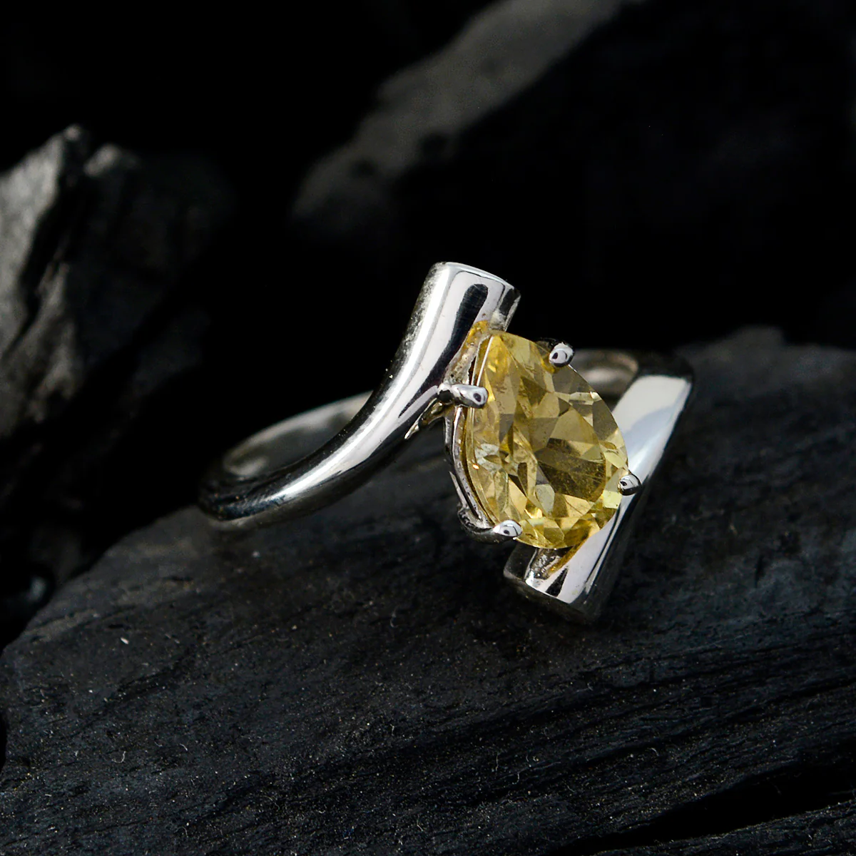 Citrine Solitaire Korean 92.5 Silver Yellow Gemstone Whisper-thin Engagement Ring Jewelry - Image 5