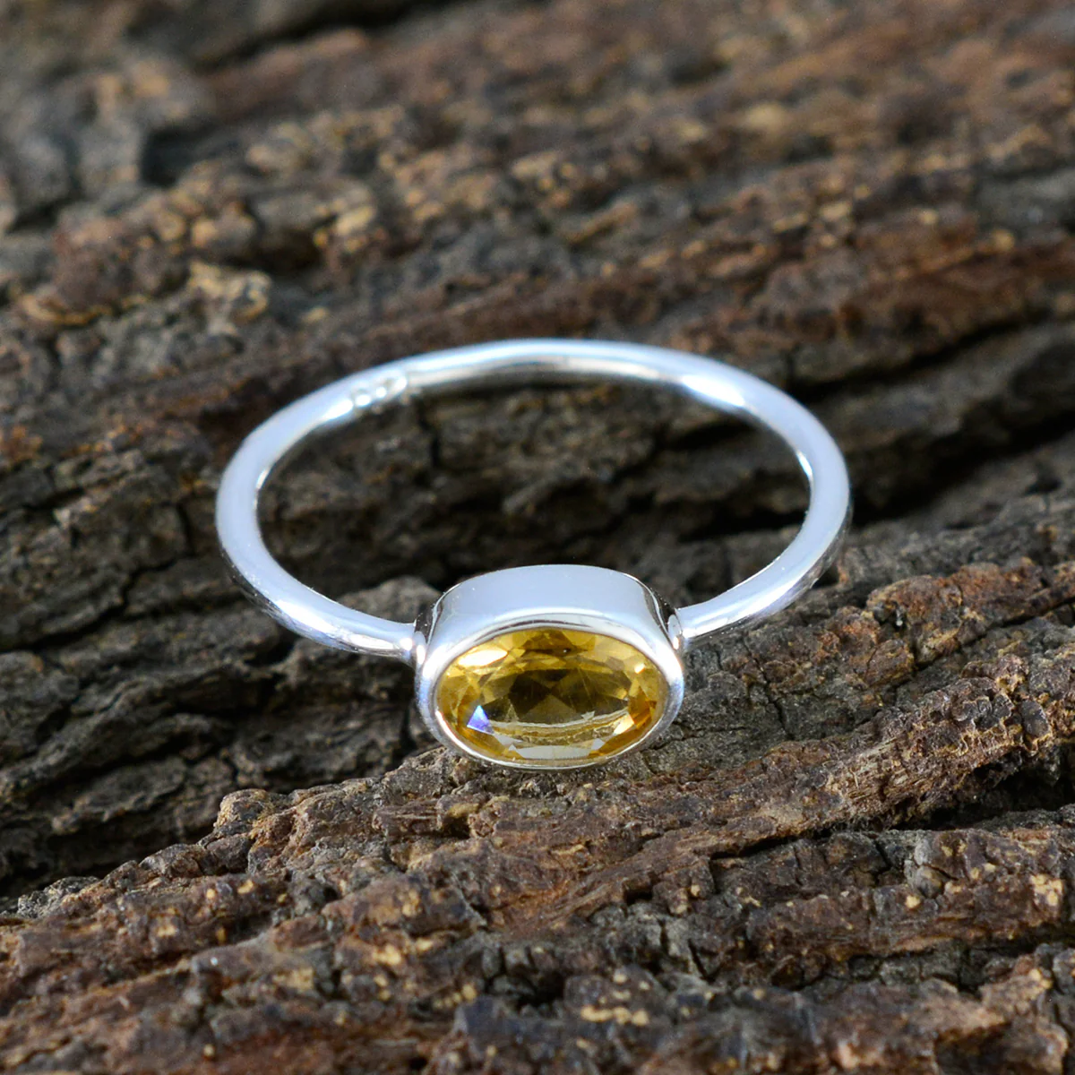 Citrine Solitaire Korean 92.5 Silver Yellow Gemstones Elegant Fairytale Ring Jewellery - Image 3