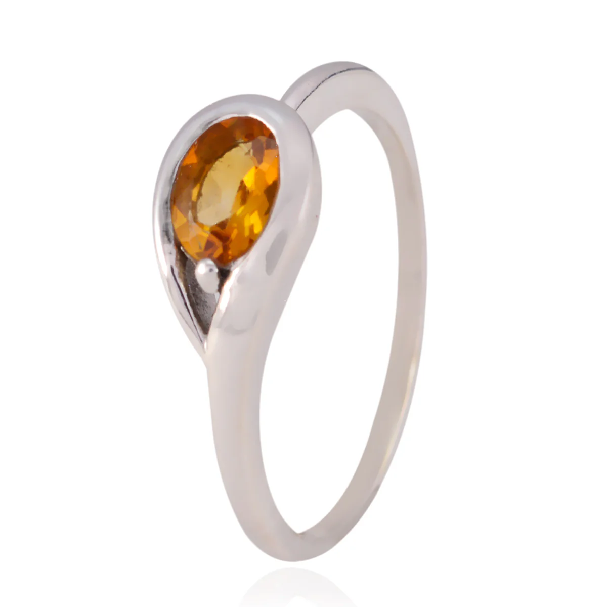Citrine Solitaire Korean 925 Silver Yellow Gemstones Delicate Luxurious Ring Jewelry - Image 2