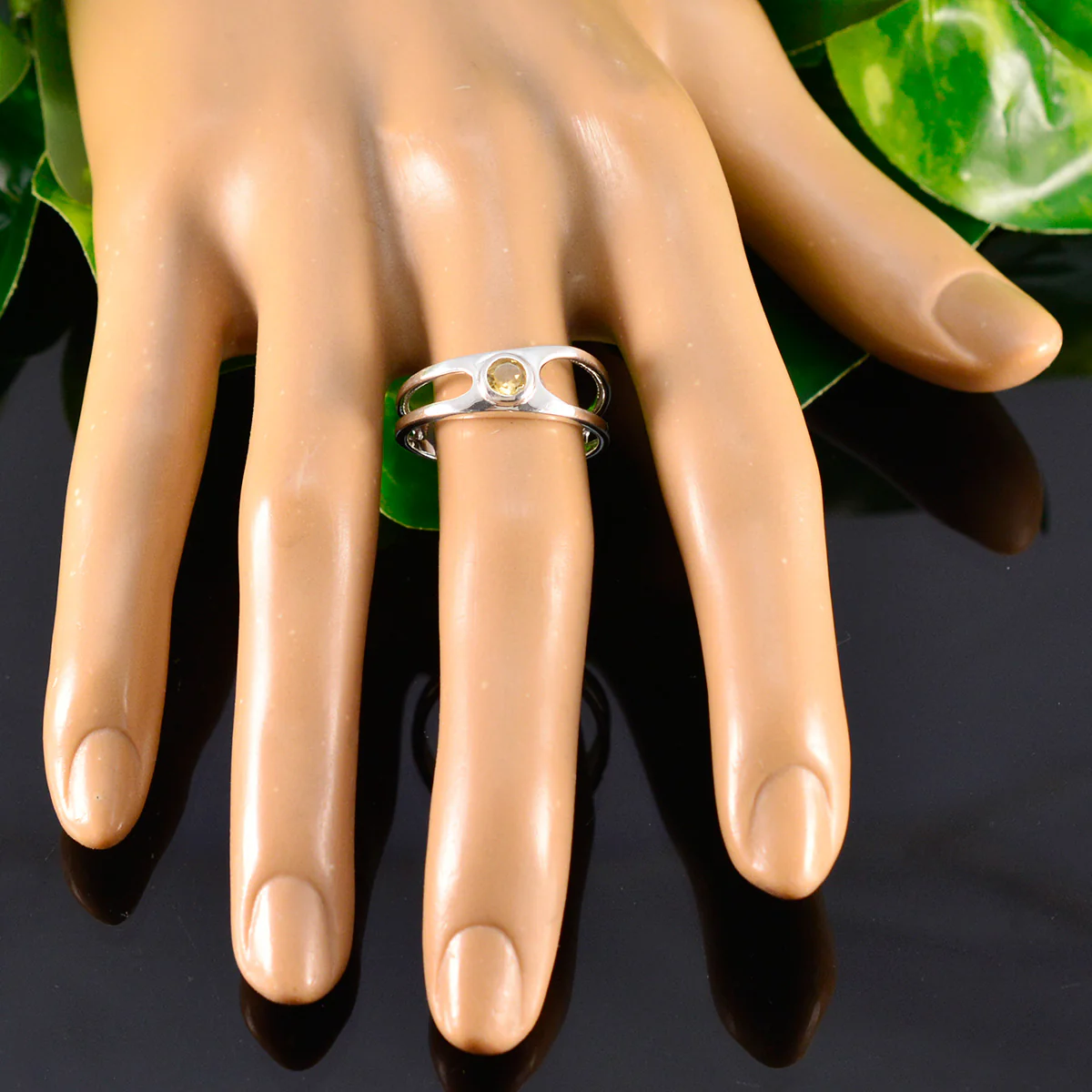 Citrine Solitaire Korean 925 Sterling Silver Yellow Gemstone Whisper-thin Trendy Ring Jewellery - Image 5