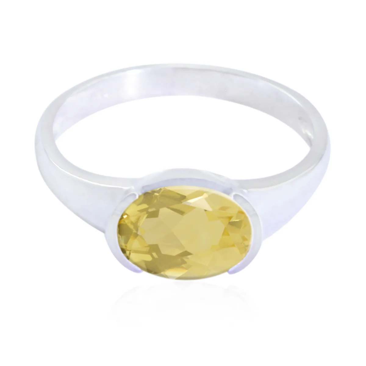 Citrine Solitaire Korean Sterling Silver Yellow Gemstone Dainty Abstract Ring Jewelry