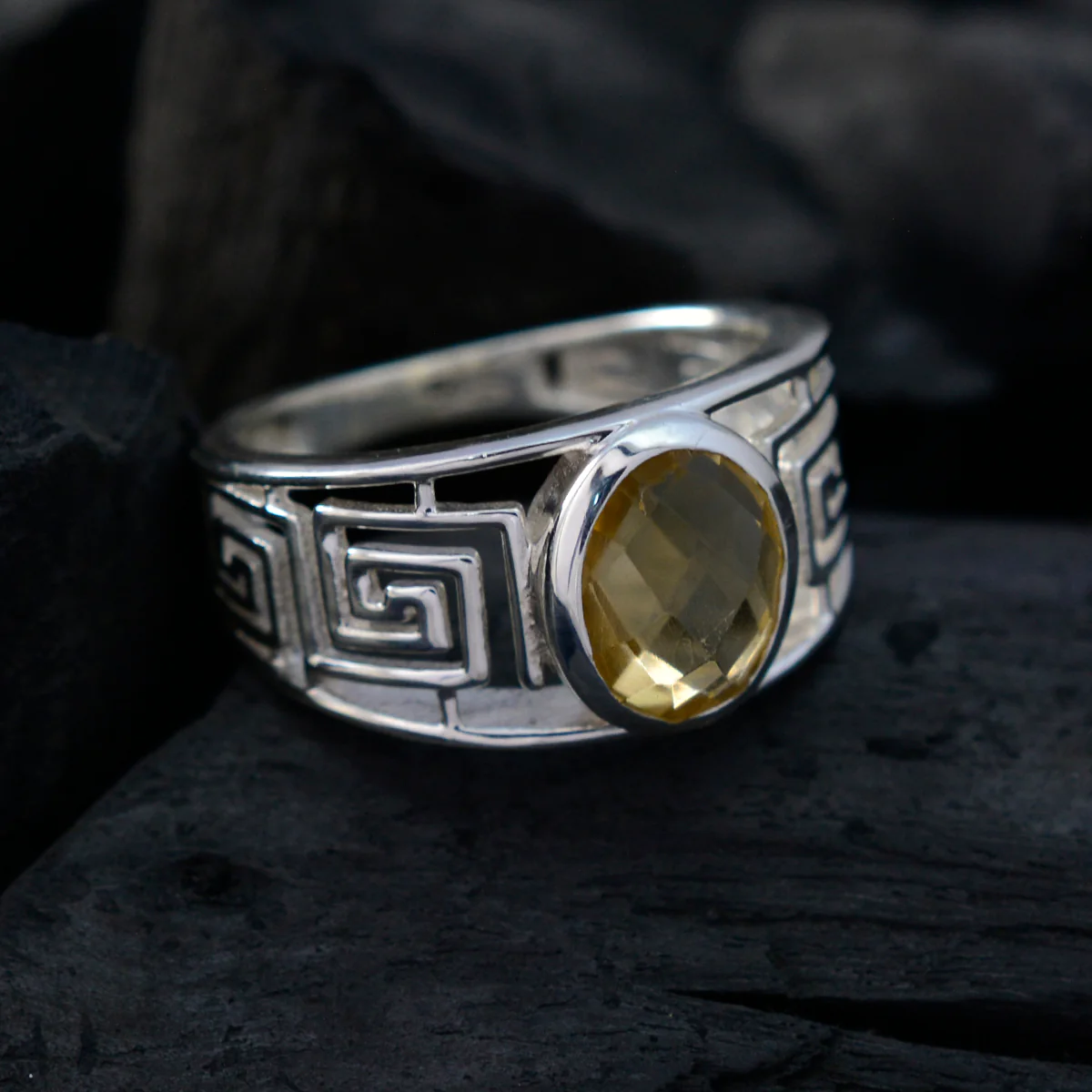 Citrine Solitaire Mexican 925 Silver Yellow Gems Minimal Filigree Ring Jewelry - Image 4