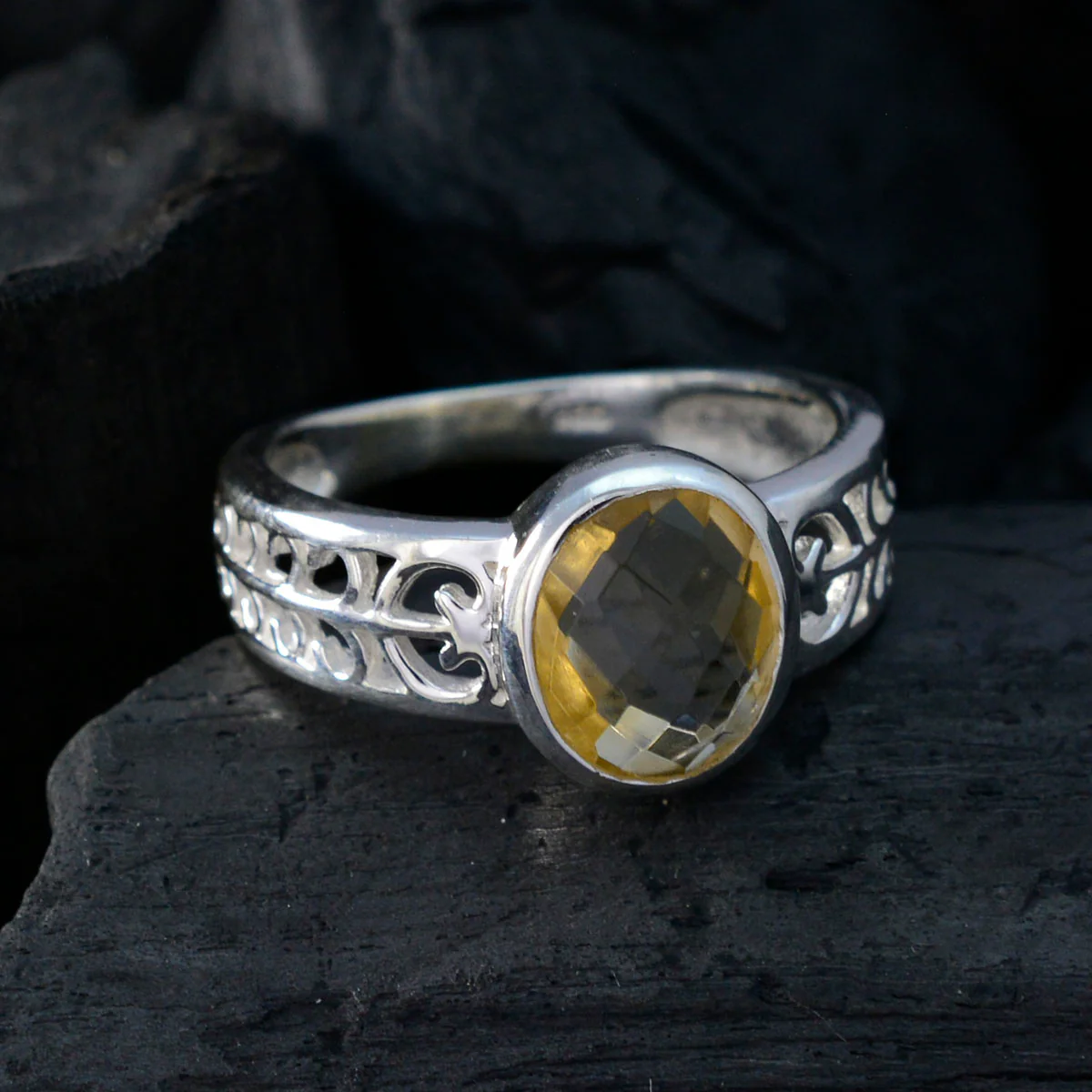 Citrine Solitaire Mexican 925 Sterling Silver Yellow Gemstone Featherlight Filigree Ring Jewelry - Image 4