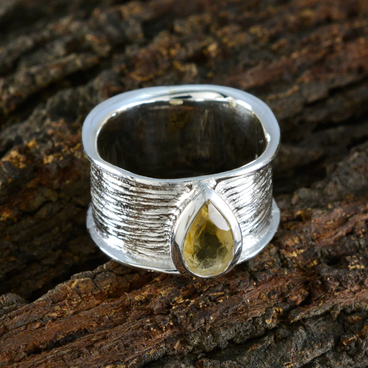 Citrine Solitaire Moroccan 92.5 Silver Yellow Gems Versatile Victorian Band Jewellery - Image 3