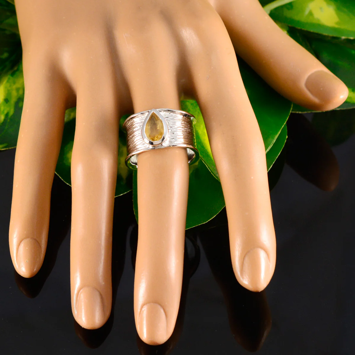Citrine Solitaire Moroccan 92.5 Silver Yellow Gems Versatile Victorian Band Jewellery - Image 5