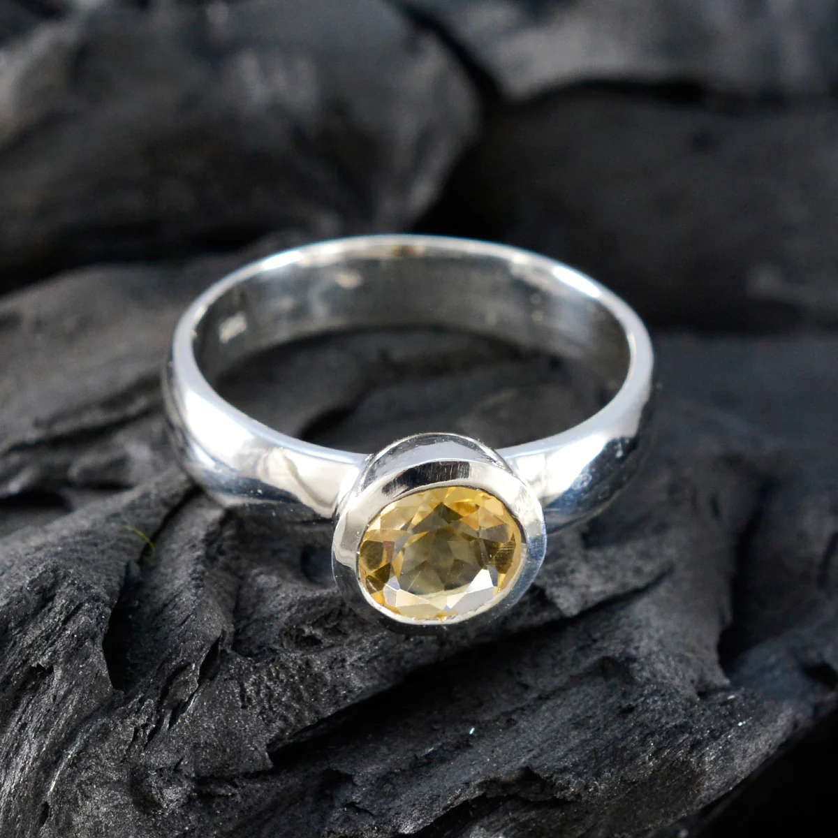 Citrine Solitaire Moroccan 925 Silver Yellow Gems Tiny Romantic Ring Jewellery - Image 4