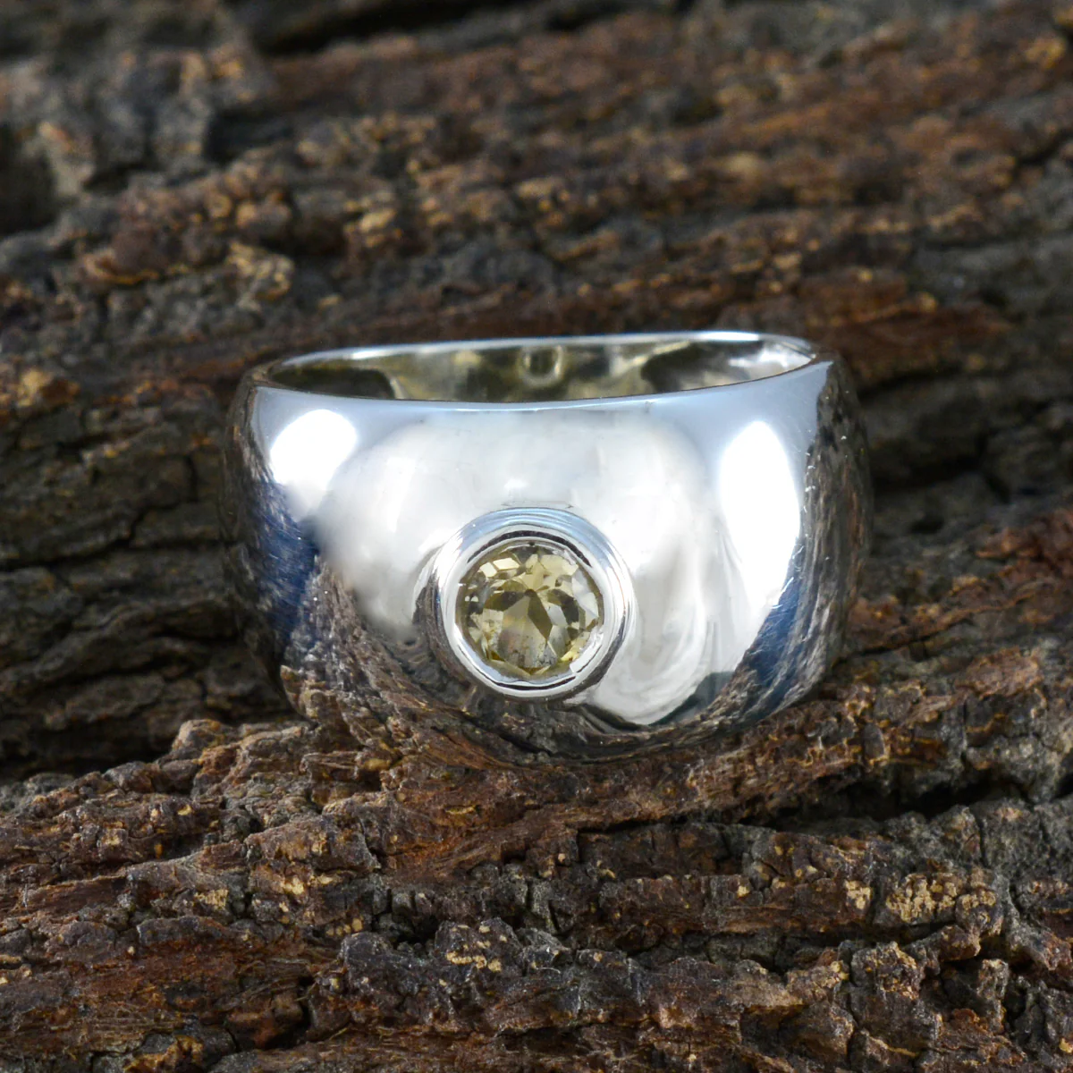 Citrine Solitaire Russian 92.5 Silver Yellow Gems Eye-catching Modern Ring Jewelry - Image 3