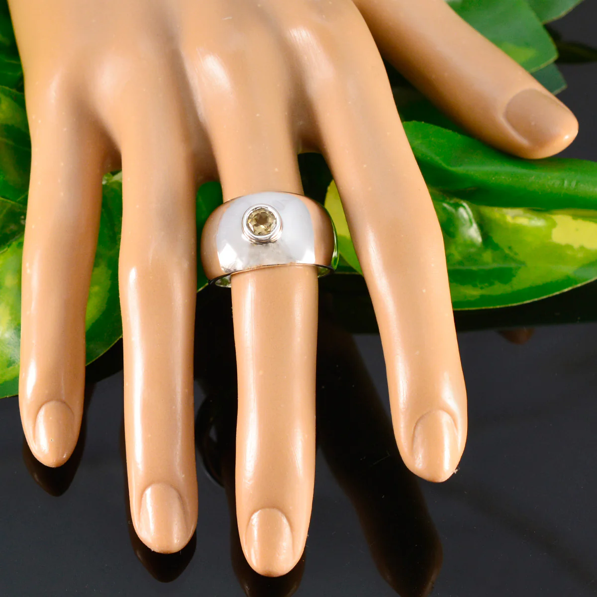 Citrine Solitaire Russian 92.5 Silver Yellow Gems Eye-catching Modern Ring Jewelry - Image 5