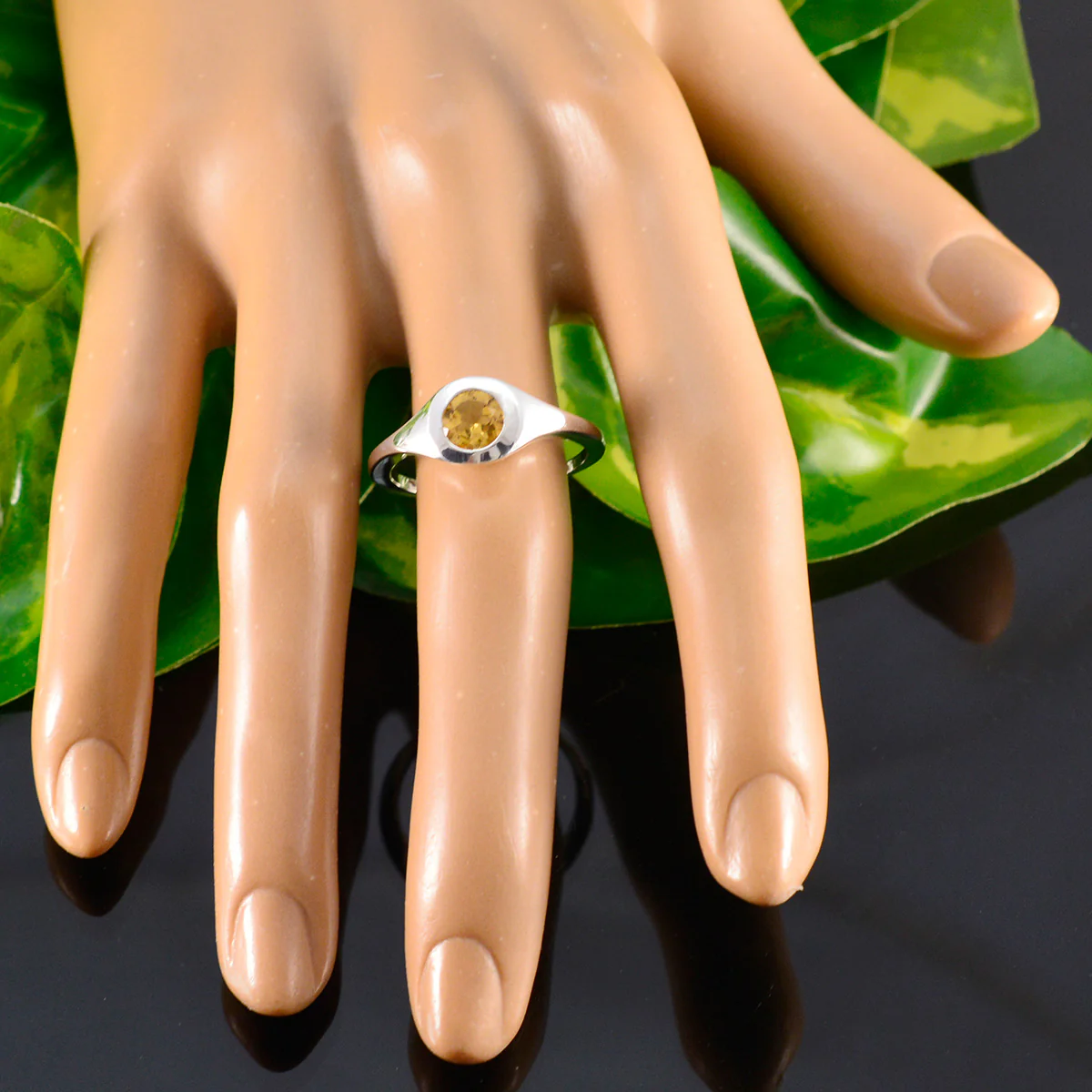 Citrine Solitaire Russian 92.5 Silver Yellow Gems Featherlight Luxurious Ring Jewellery - Image 5