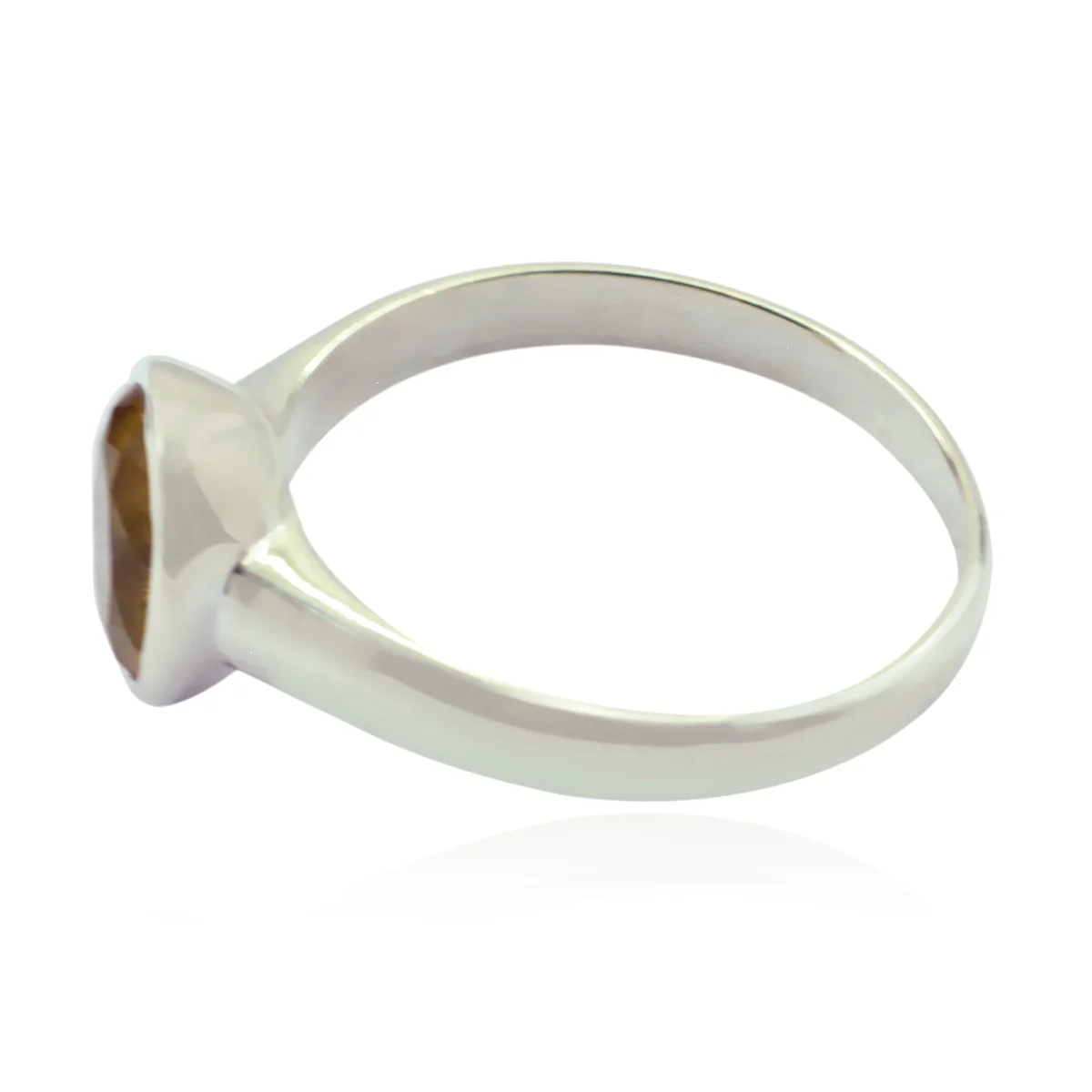 Citrine Solitaire Russian 925 Silver Yellow Gems Tiny Contemporary Ring Jewellery - Image 3