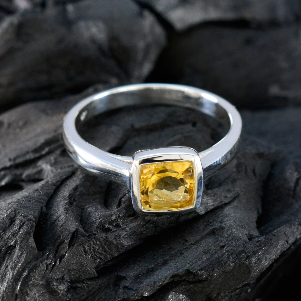 Citrine Solitaire Russian Silver Yellow Gemstone Featherlight Graceful Ring Jewelry - Image 4