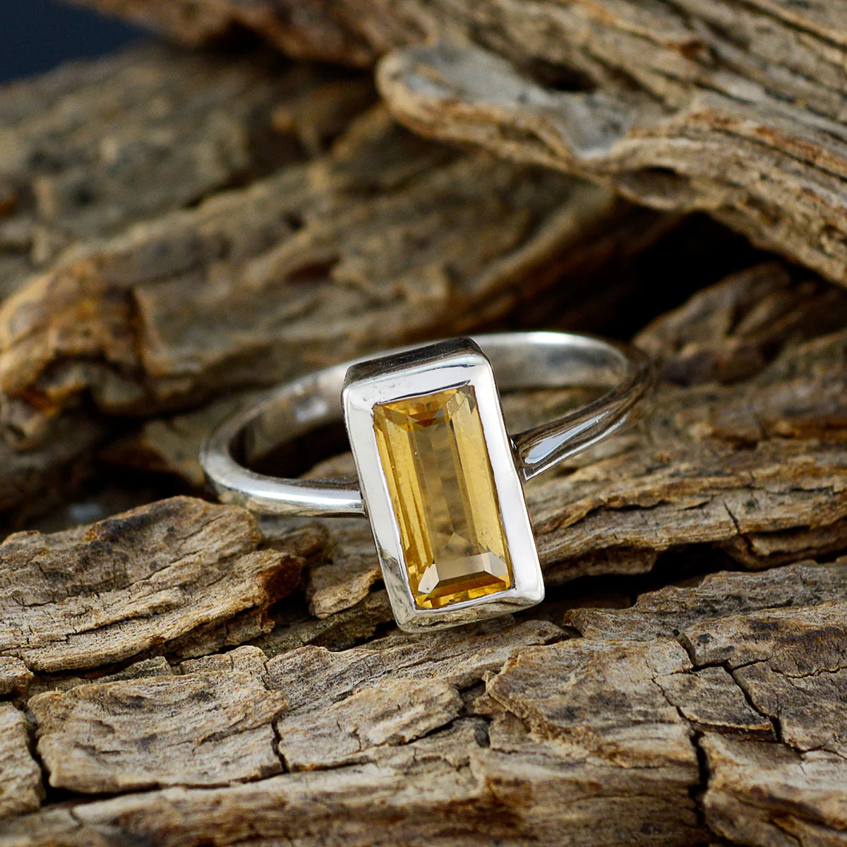 Citrine Solitaire Russian Silver Yellow Gemstone Featherlight Romantic Ring Jewelry - Image 3