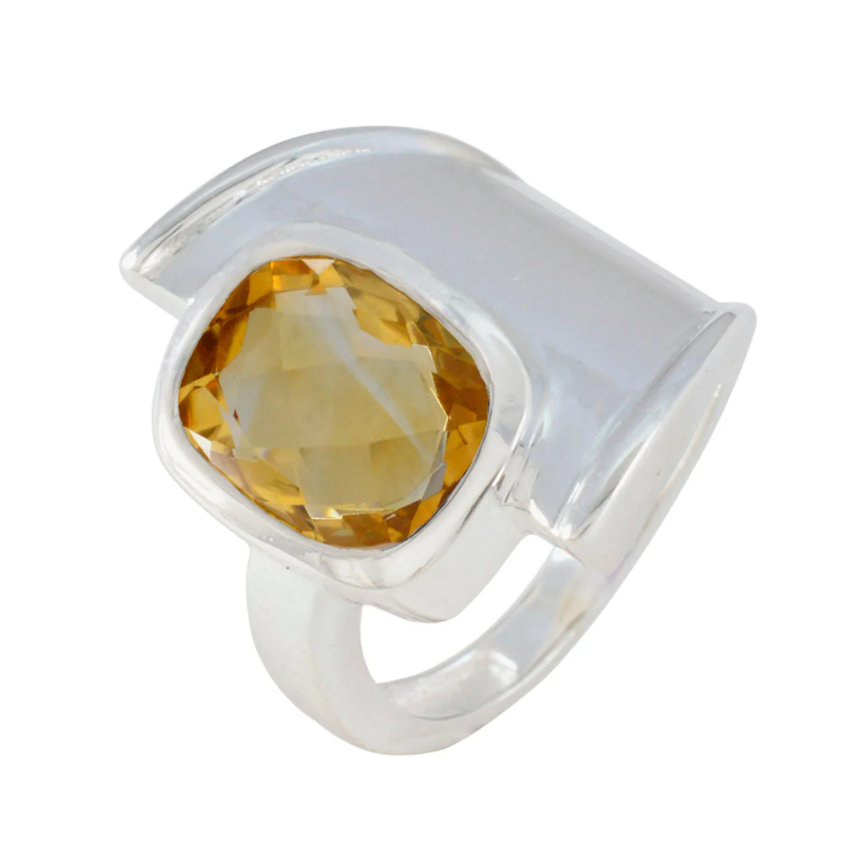 Citrine Solitaire Russian Sterling Silver Yellow Gems Essential Abstract Ring Jewellery - Image 2