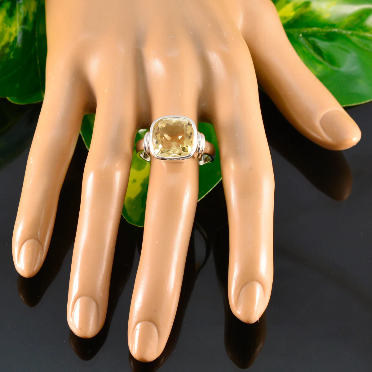 Citrine Solitaire Russian Sterling Silver Yellow Gemstone Eye-catching Contemporary Ring Jewellery - Image 5