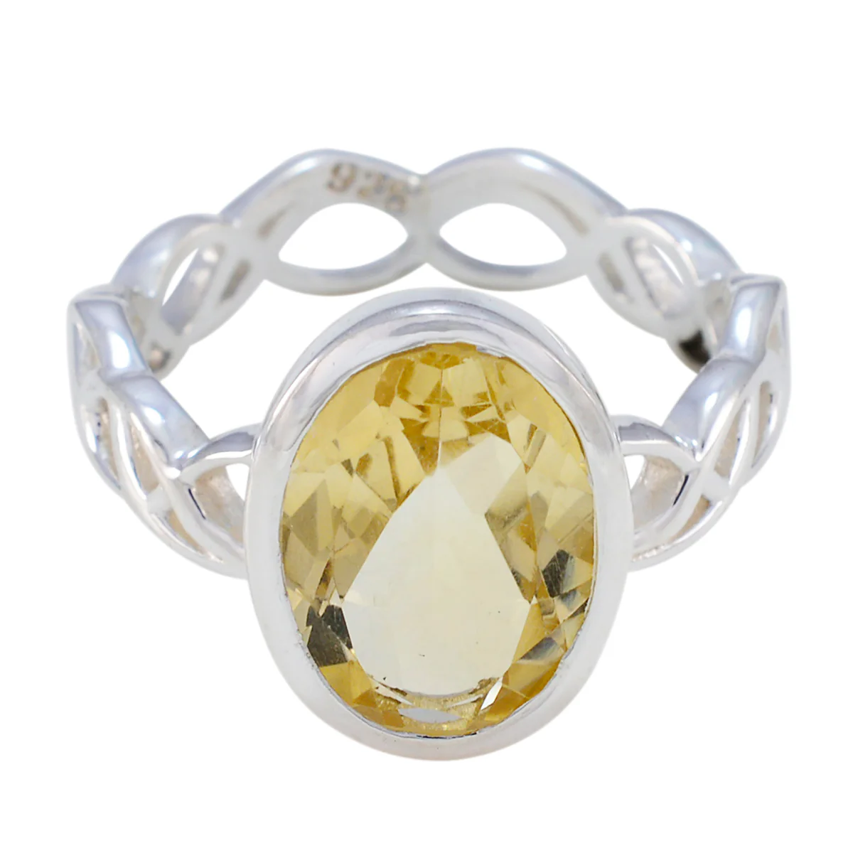 Citrine Solitaire Spanish Sterling Silver Yellow Gems Minimal Rope-Wire Ring Jewelry