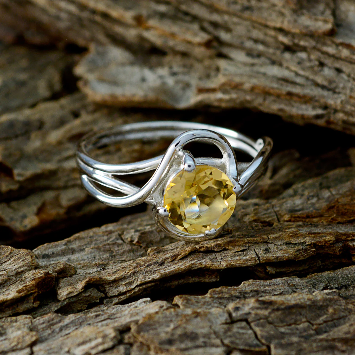 Citrine Solitaire Turkish 92.5 Silver Yellow Gems Delicate Feminine Ring Jewellery - Image 3