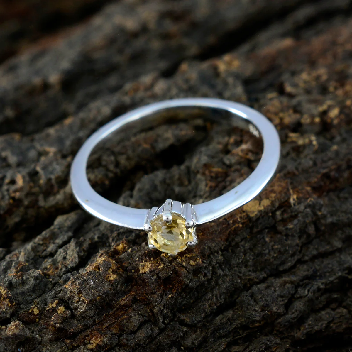 Citrine Solitaire Turkish 925 Sterling Silver Yellow Gems Elegant Modern Ring Jewellery - Image 3