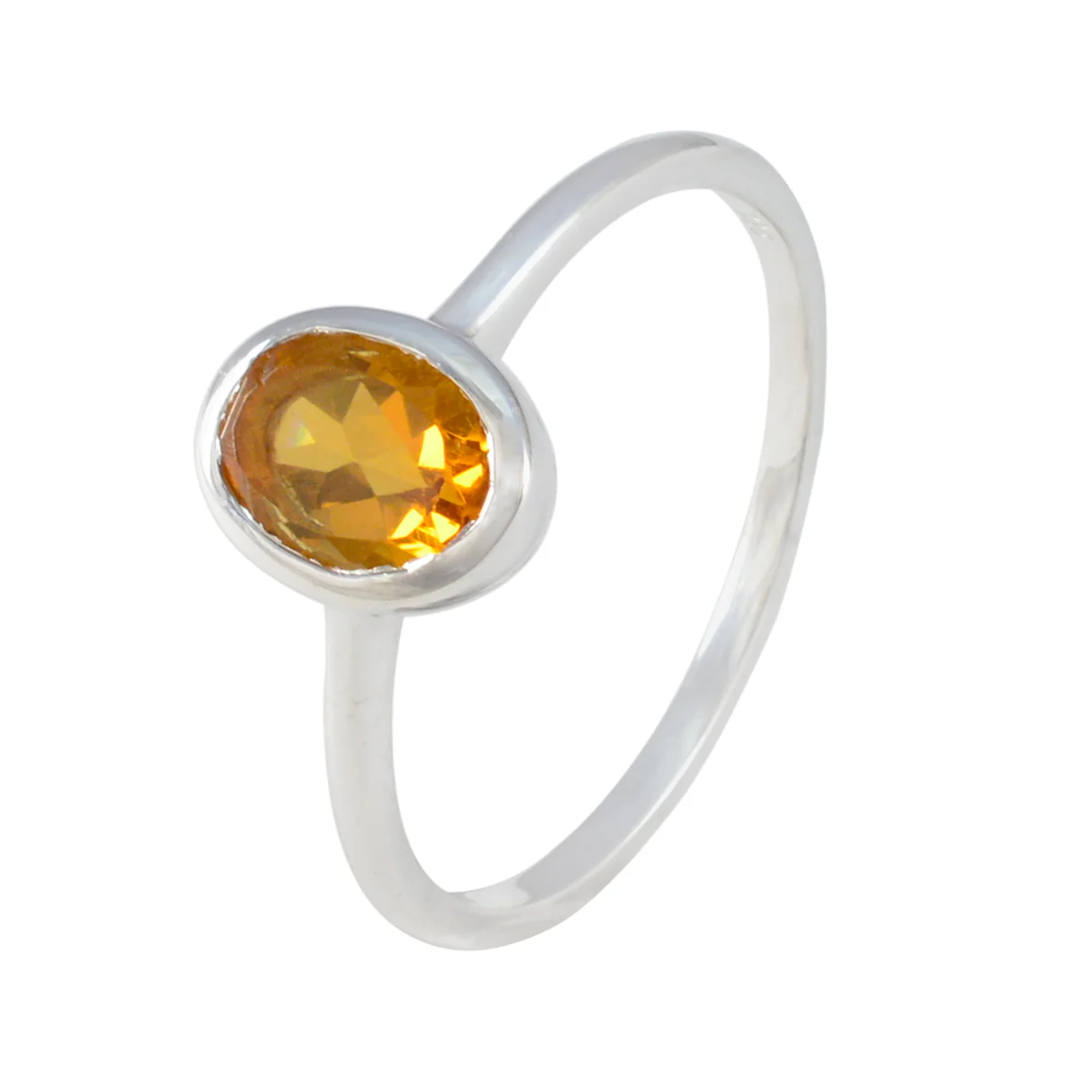 Citrine Solitaire Turkish Silver Yellow Gems Delicate Romantic Ring Jewelry - Image 2