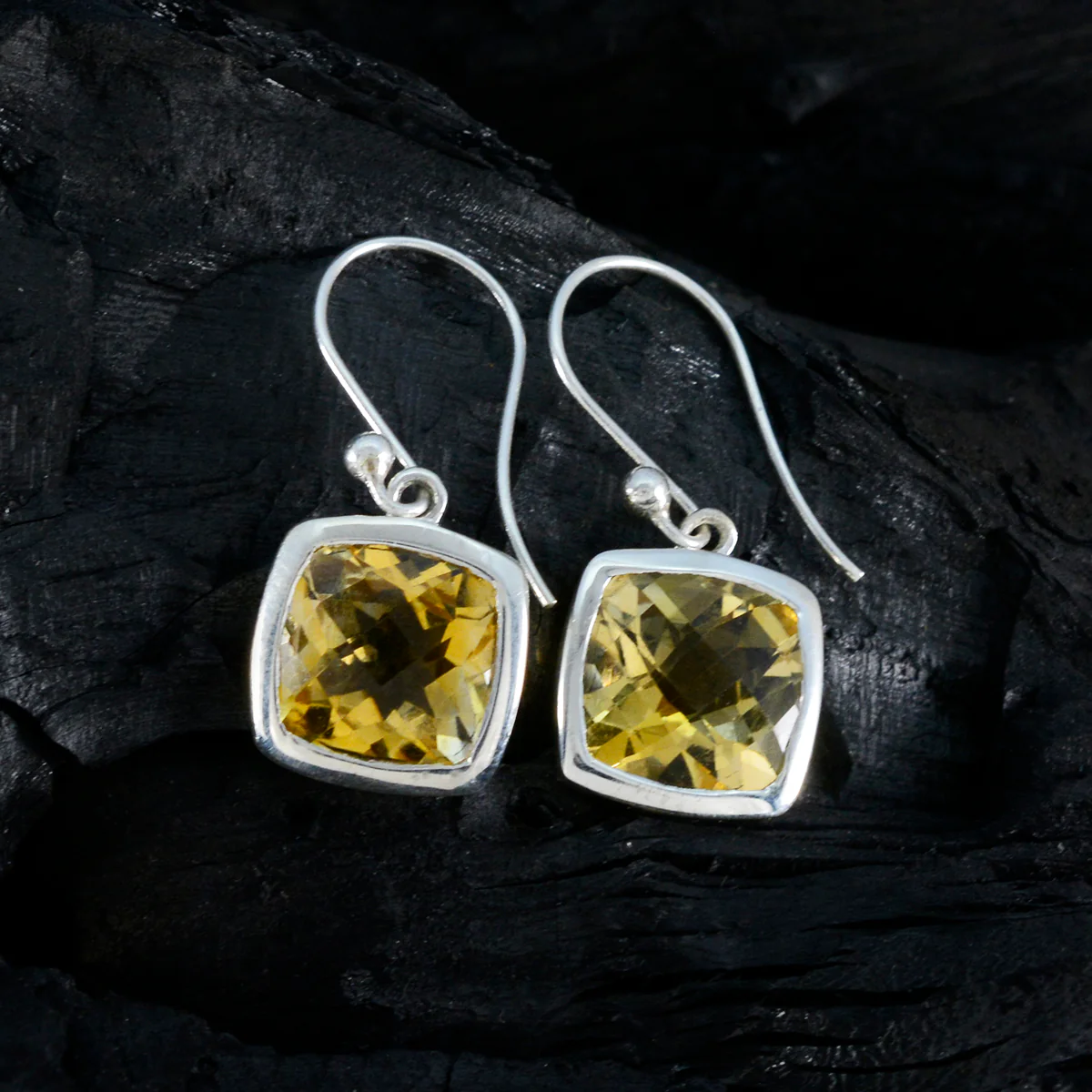 Citrine Spanish Claire Solitaire Dangle Yellow 925 Sterling Silver Earring - Image 2