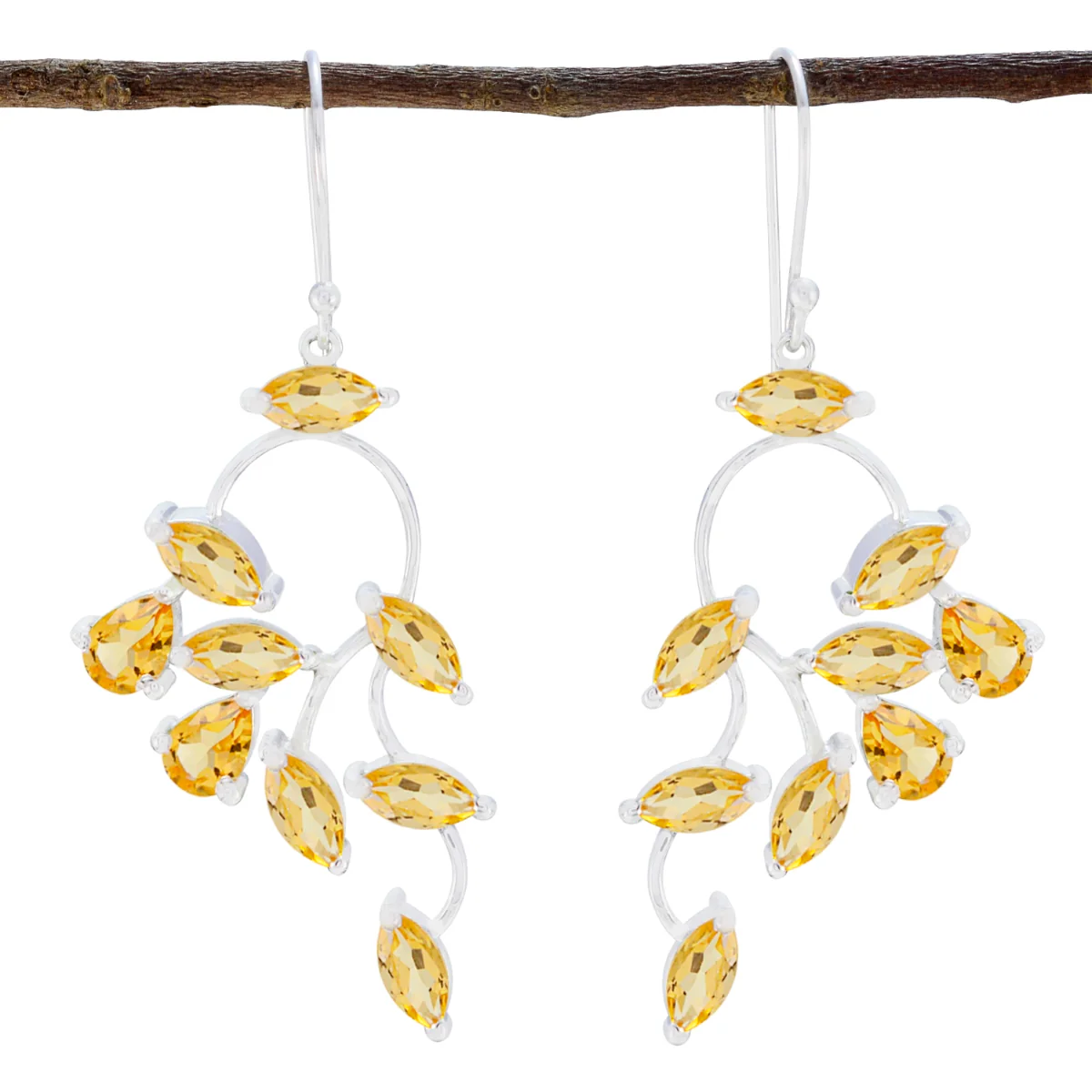 Citrine Spanish Elena multiple Dangle Yellow Silver Earring