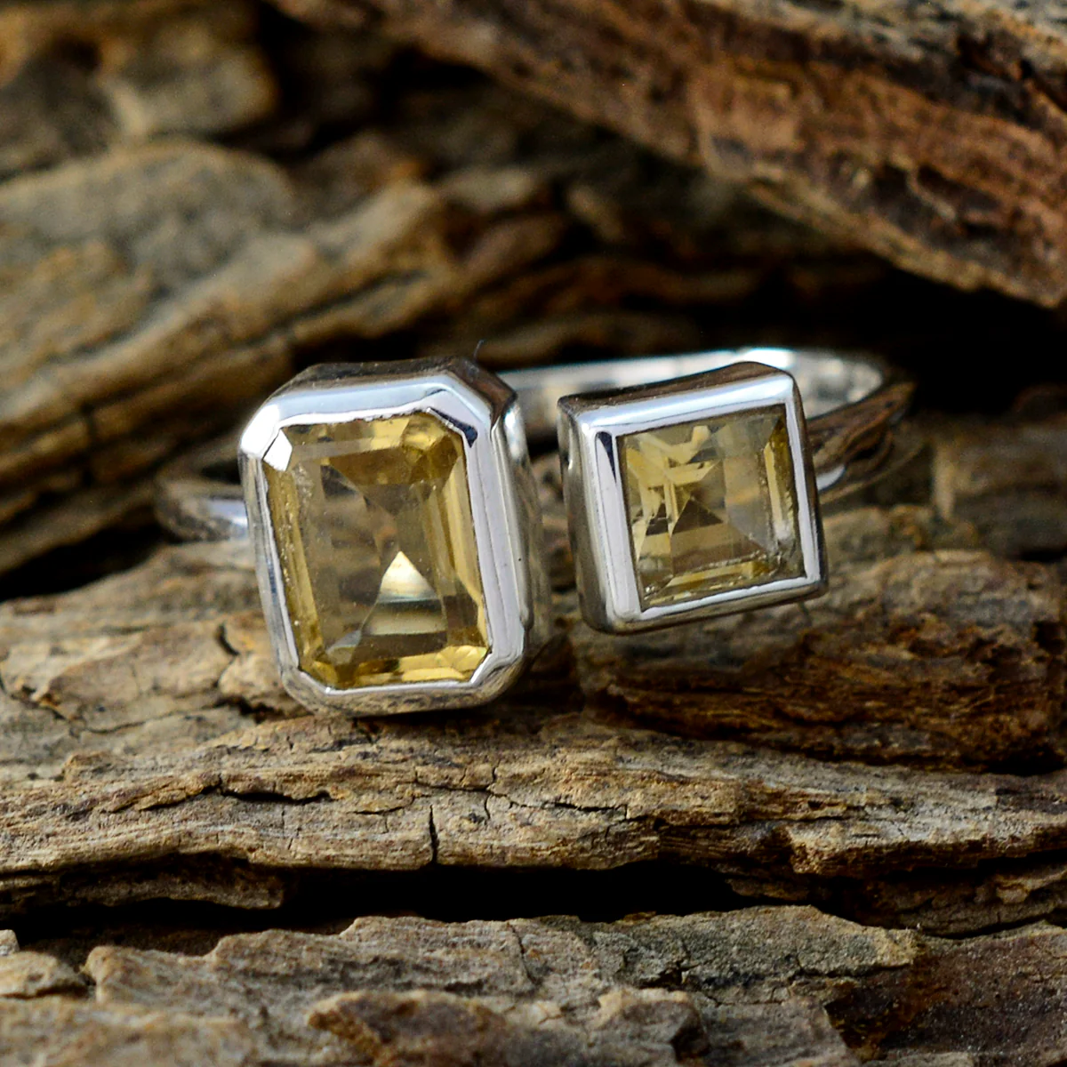 Citrine Toi et Moi American 925 Silver Yellow Gemstones Whisper-thin Trendy Ring Jewelry - Image 3