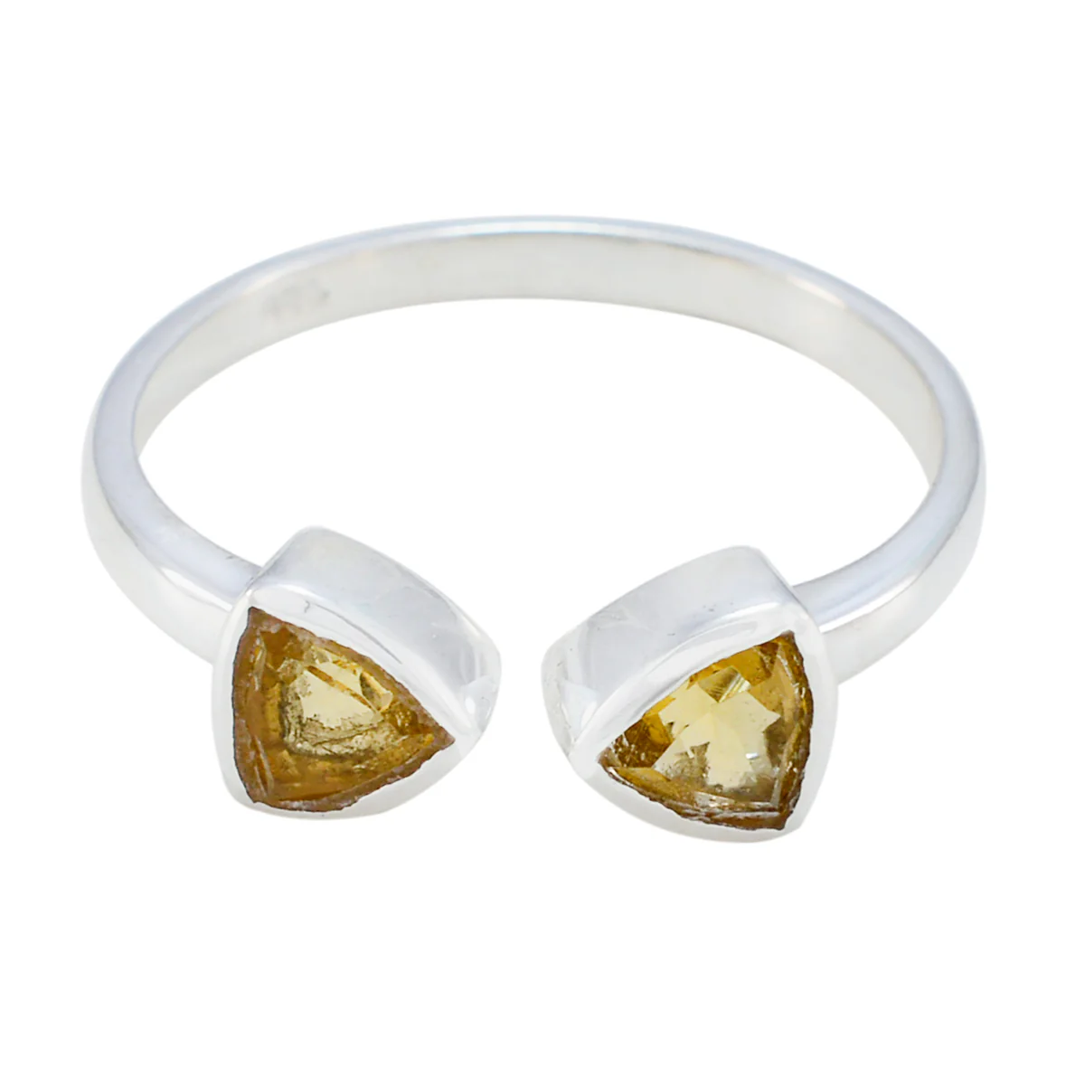 Citrine Toi et Moi American Sterling Silver Yellow Gemstones Dainty Glamorous Ring Jewellery