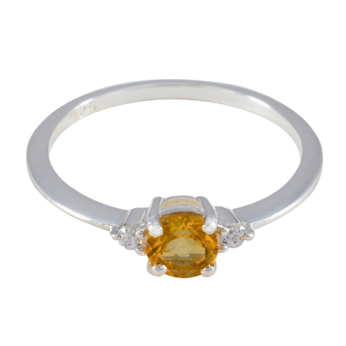 Citrine Trilogy Japanese 925 Sterling Silver Yellow Gems Elegant Graceful Ring Jewellery