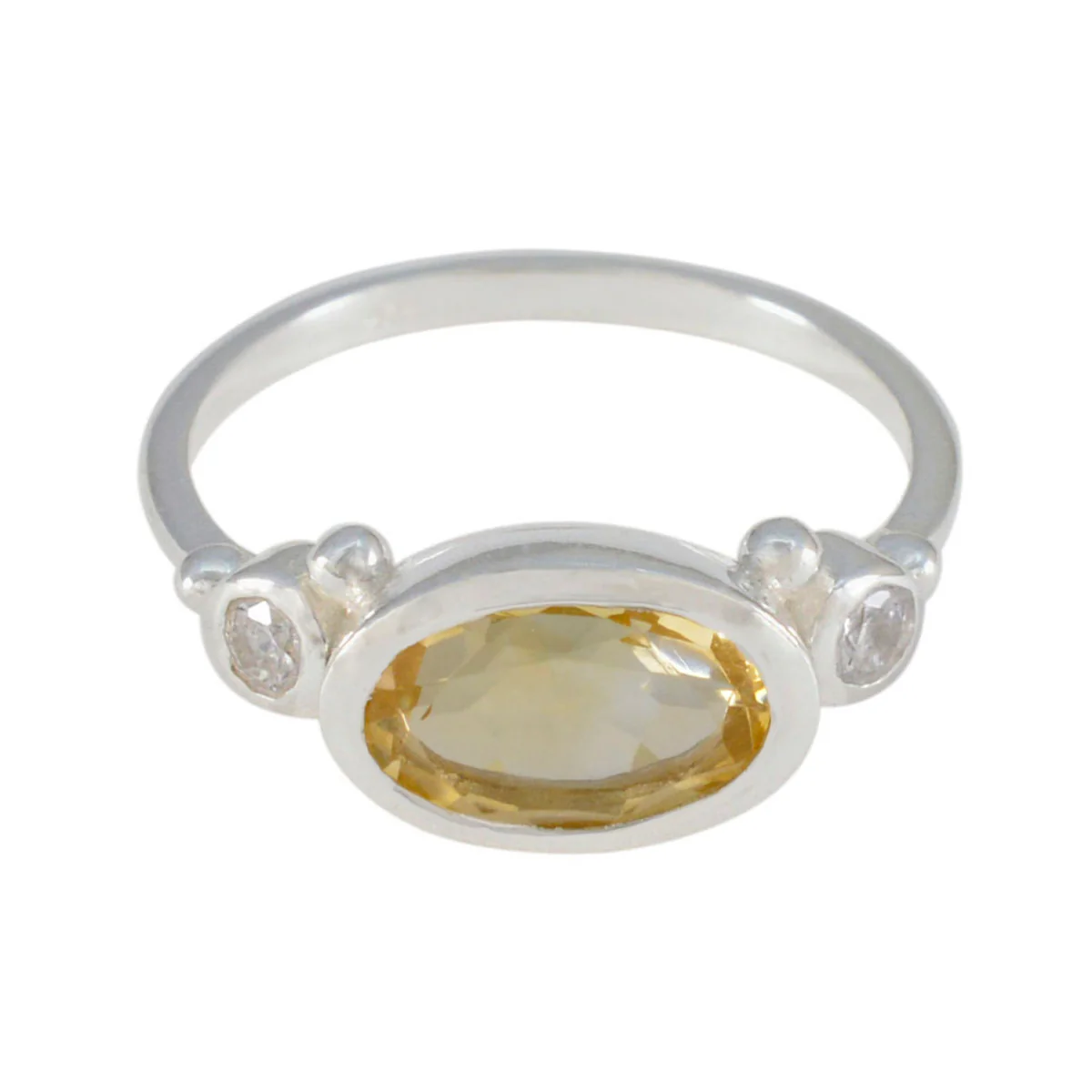 Citrine Trilogy Korean 925 Silver Yellow Gems Whisper-thin Artisan Ring Jewellery