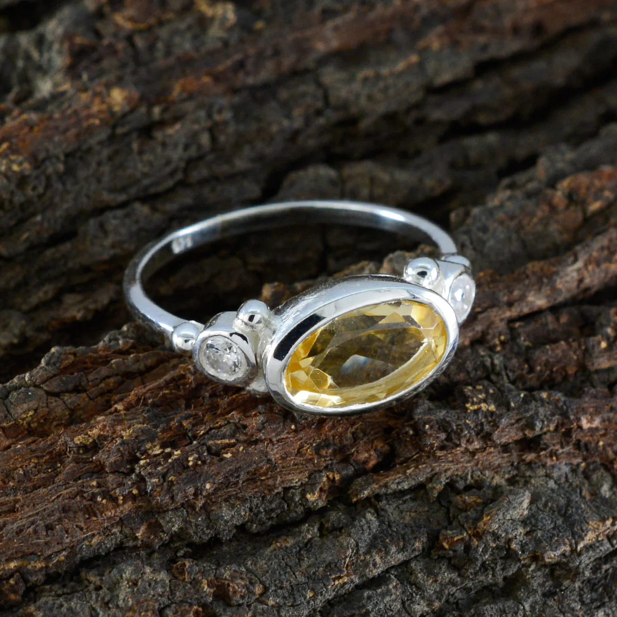 Citrine Trilogy Korean 925 Silver Yellow Gems Whisper-thin Artisan Ring Jewellery - Image 3