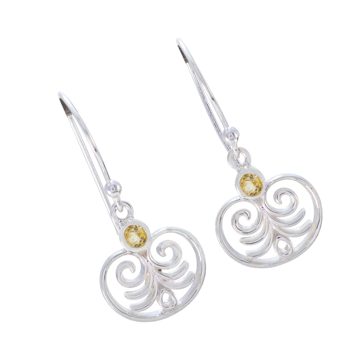 Citrine Turkish Hannah Solitaire Dangle Yellow Sterling Silver Earring - Image 3