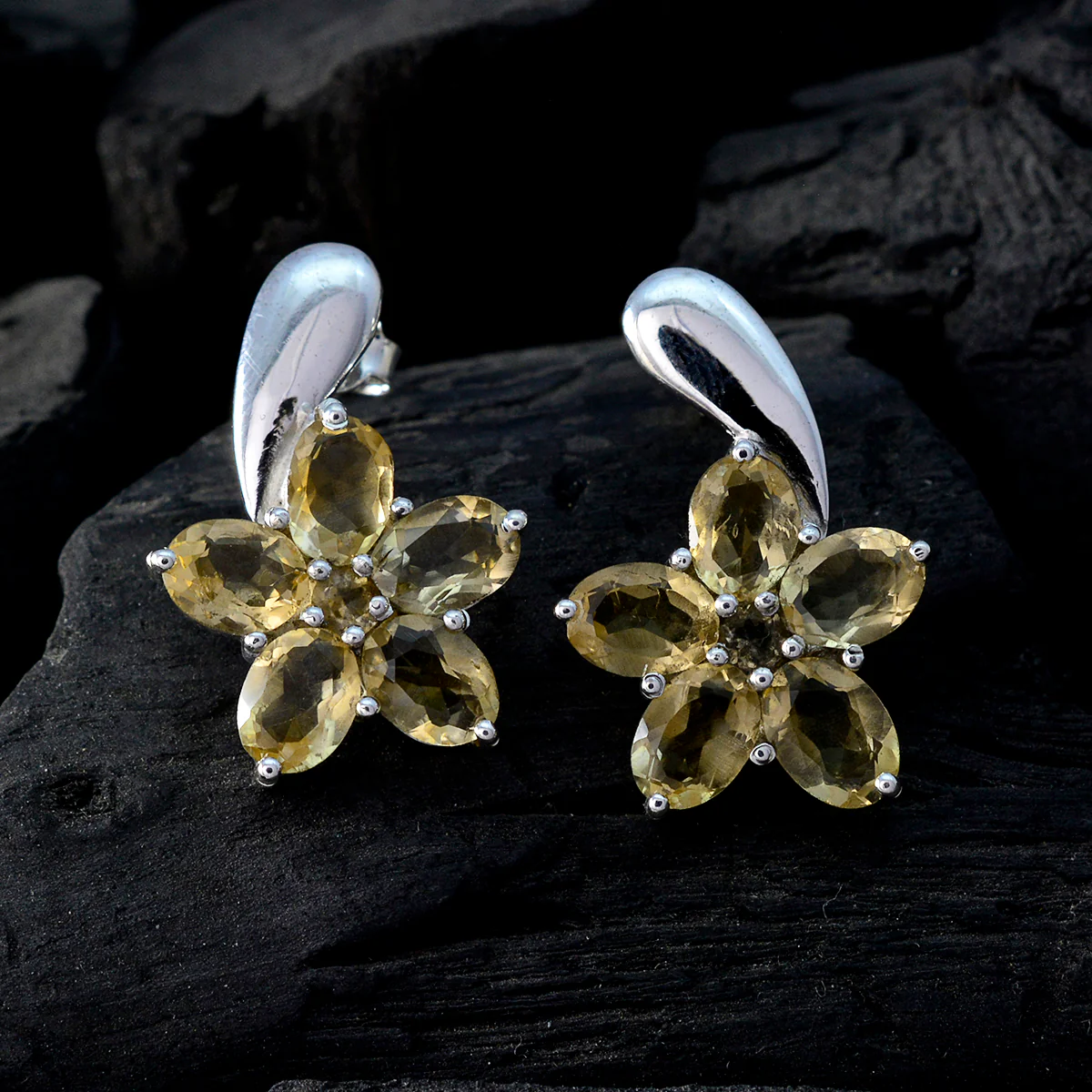 Citrine Turkish Natalia multiple Stud Yellow Sterling Silver Earring - Image 2
