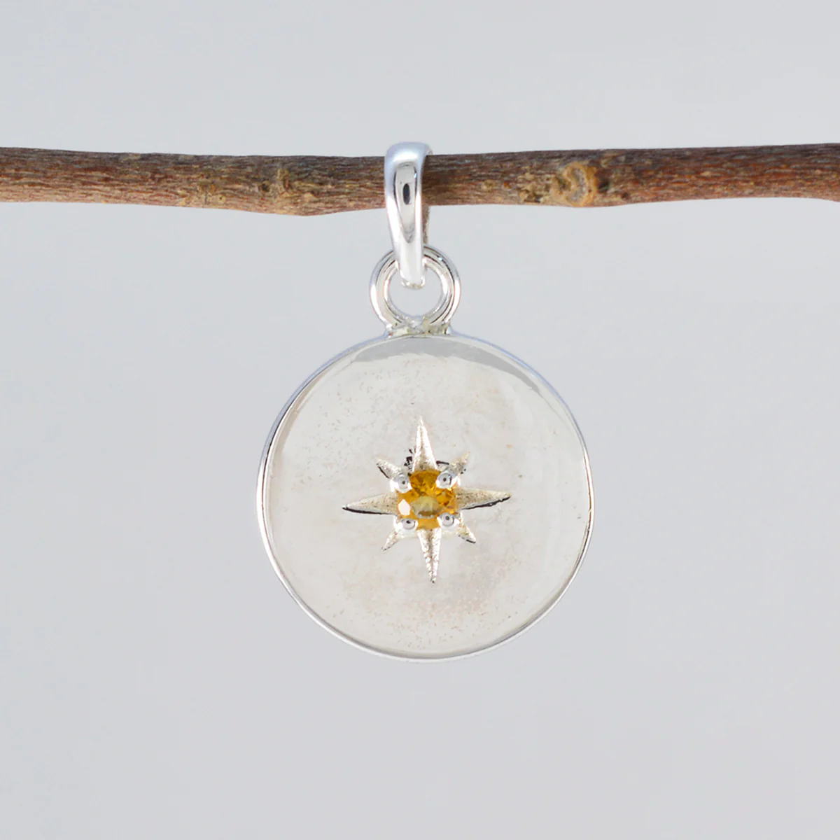 Citrine Whisper-thin Italian 925 Silver Solitaire Alina Signet Yellow Pendant Jewelry - Image 2