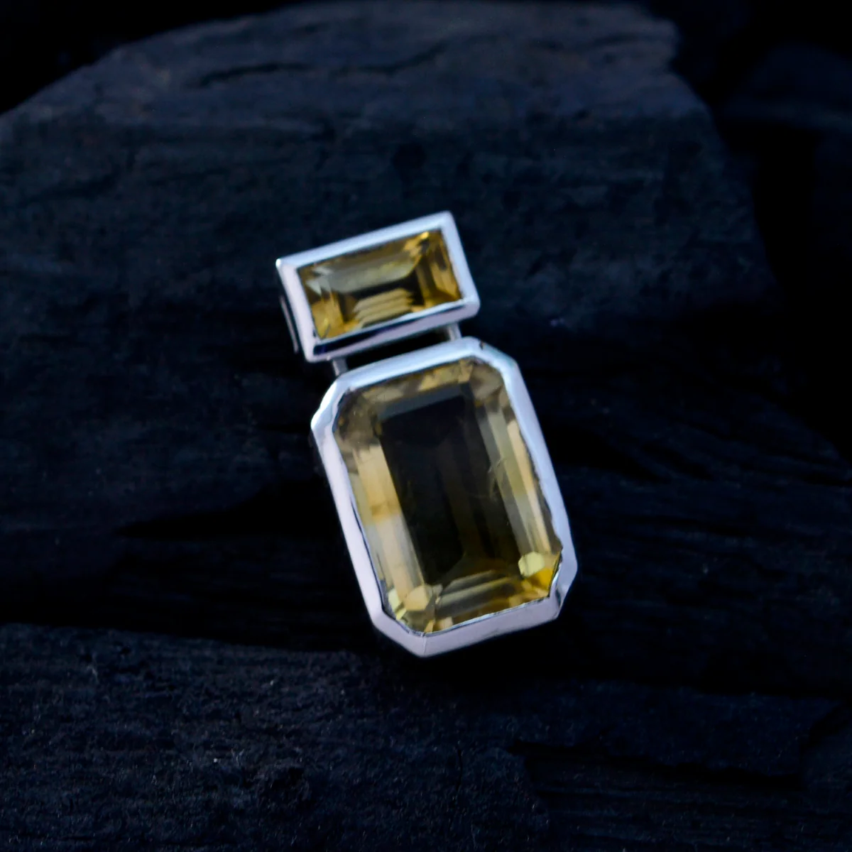 Citrine Whisper-thin Russian 925 Silver Toi et Moi Zoey Signet Yellow Pendant Jewelry - Image 3