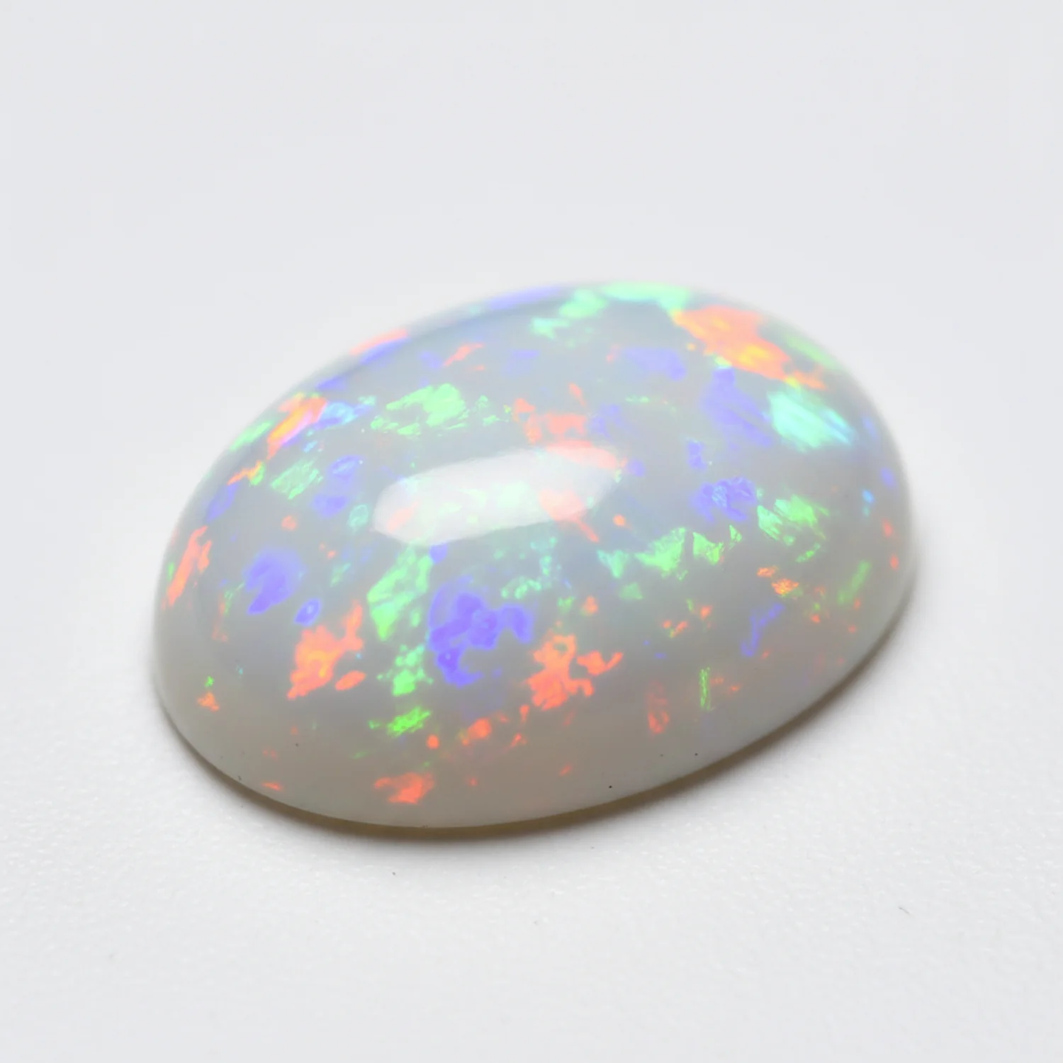 Created Opal 1PC Large 9x11 MM Oval Cabochon White Sparkling semi Precious Semi Precious Gemstone - Image 2