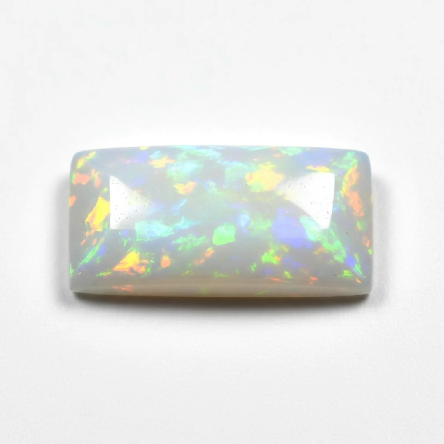 Created Opal 1PC Medium 7x14 MM Baguette Cabochon White Brilliant semi Precious Precious Gemstone - Image 2