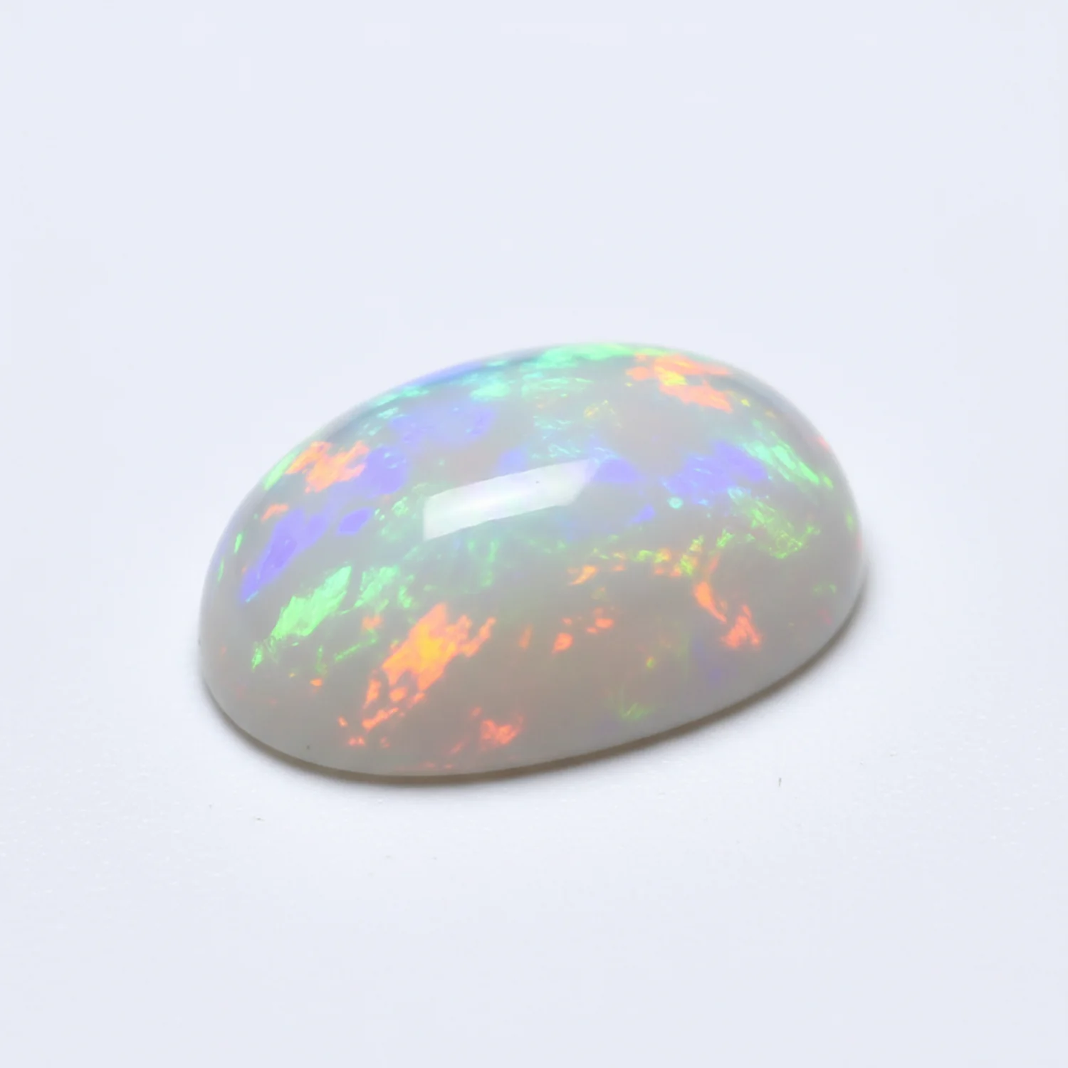 Created Opal 1PC Medium 8x10 MM Oval Cabochon White Brilliant semi Precious Loose Gemstones - Image 2