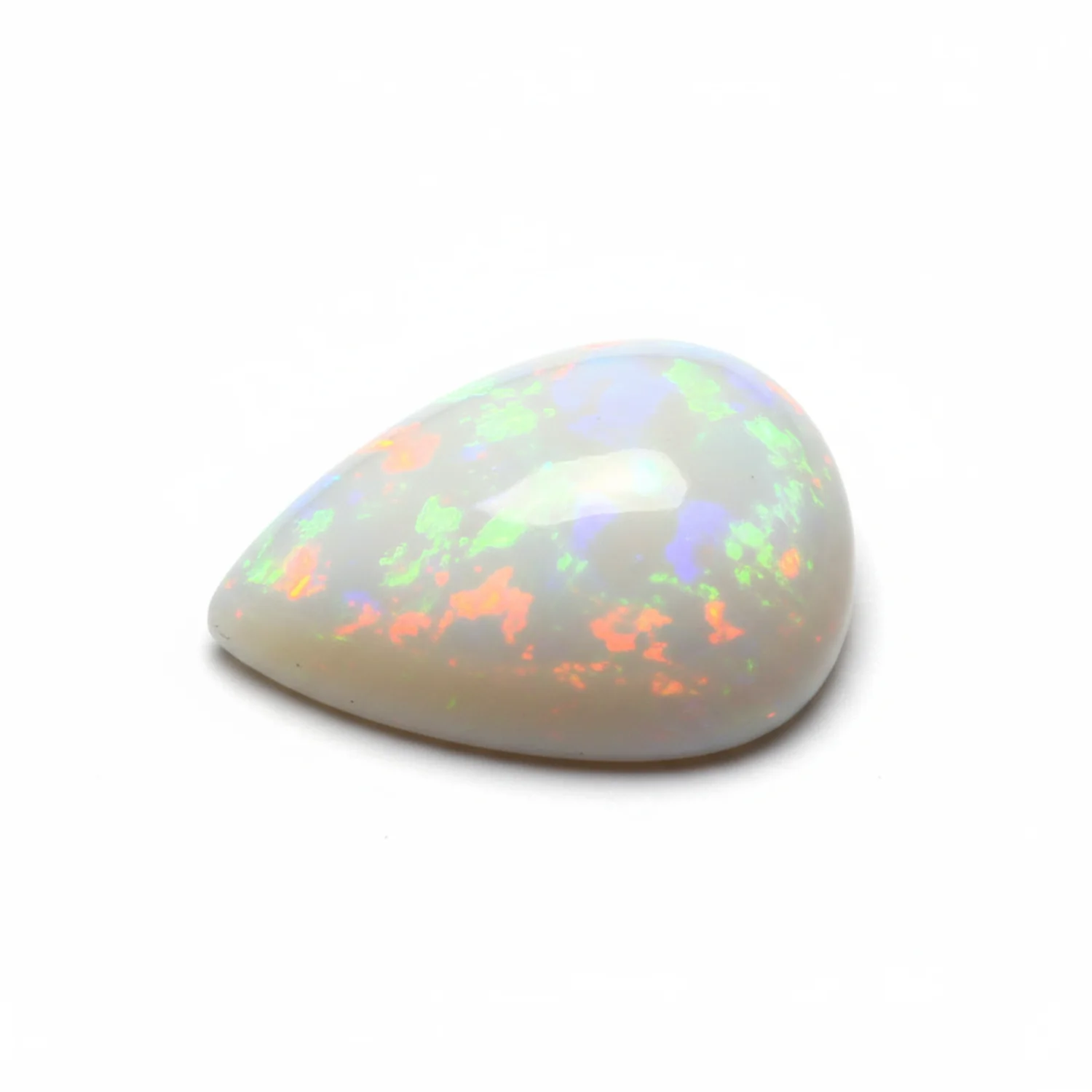 Created Opal 1PC Medium 8x10 MM Pear Cabochon White Lustrous semi Precious Loose Gemstone - Image 2