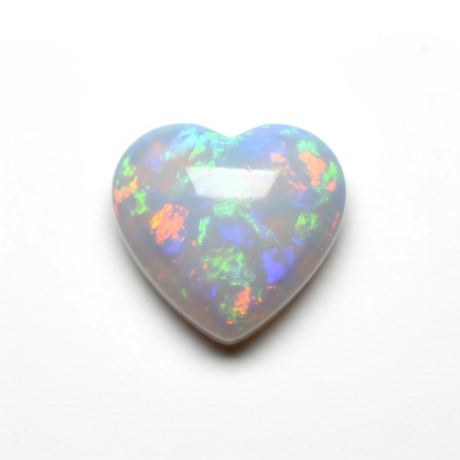 Created Opal 1PC Medium 9x9 MM Heart Cabochon White Brilliant semi Precious Loose Gemstones - Image 2