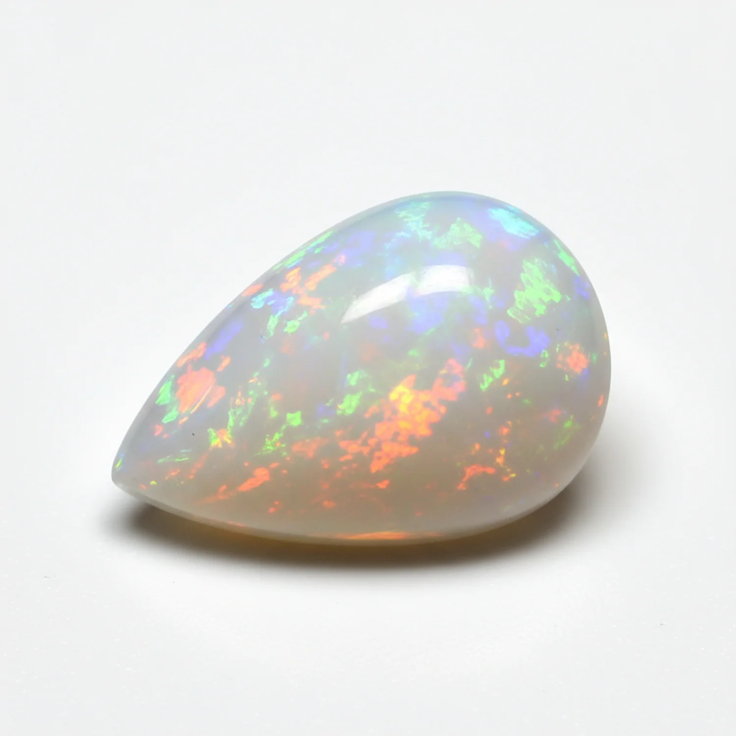 Created Opal 1PC Small 6x9 MM Pear Cabochon White Polished semi Precious Precious Gemstone - Image 2